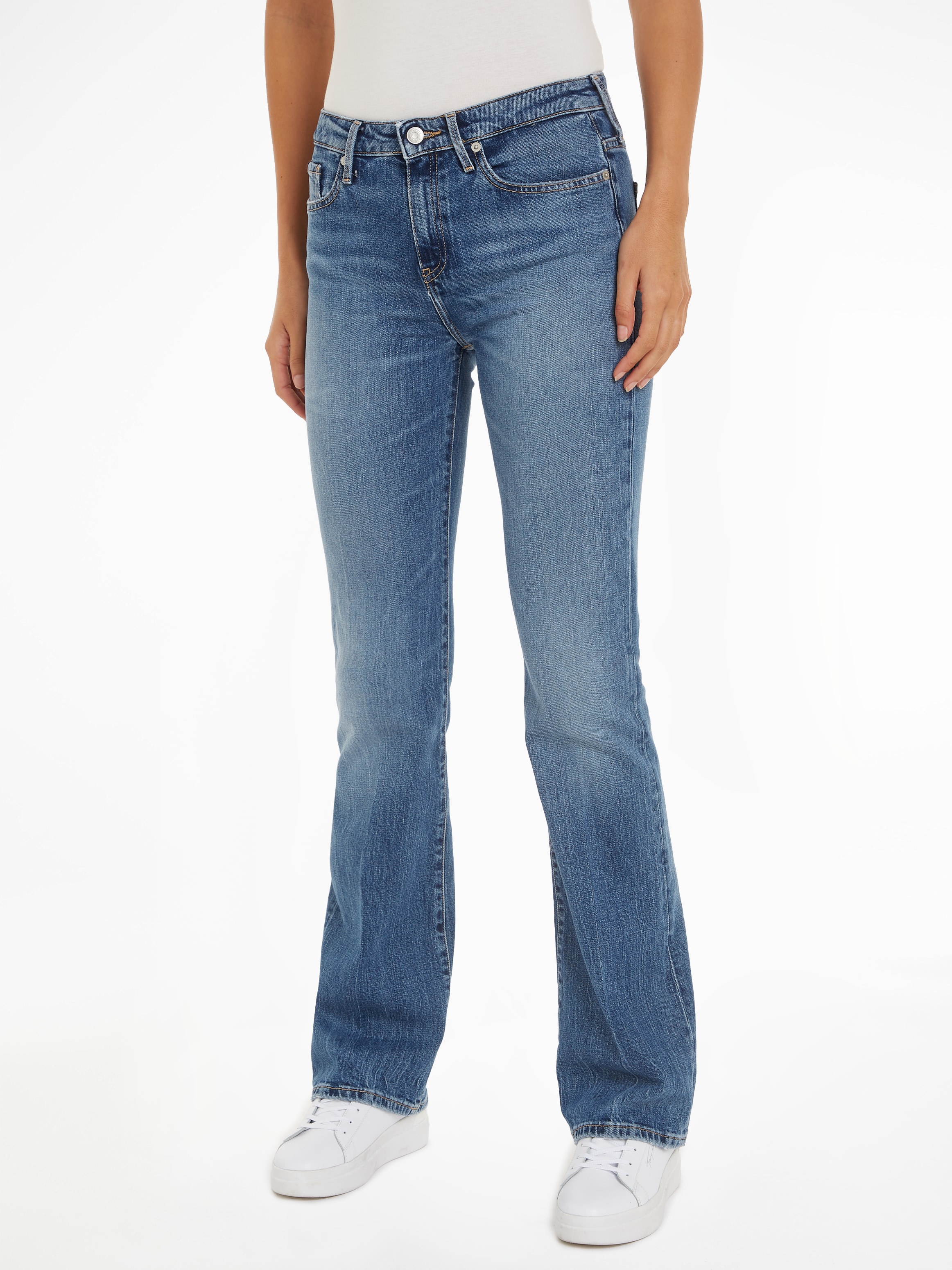 Tommy Hilfiger Bootcut-Jeans »BOOTCUT RW BEA«, mit Leder-Badge