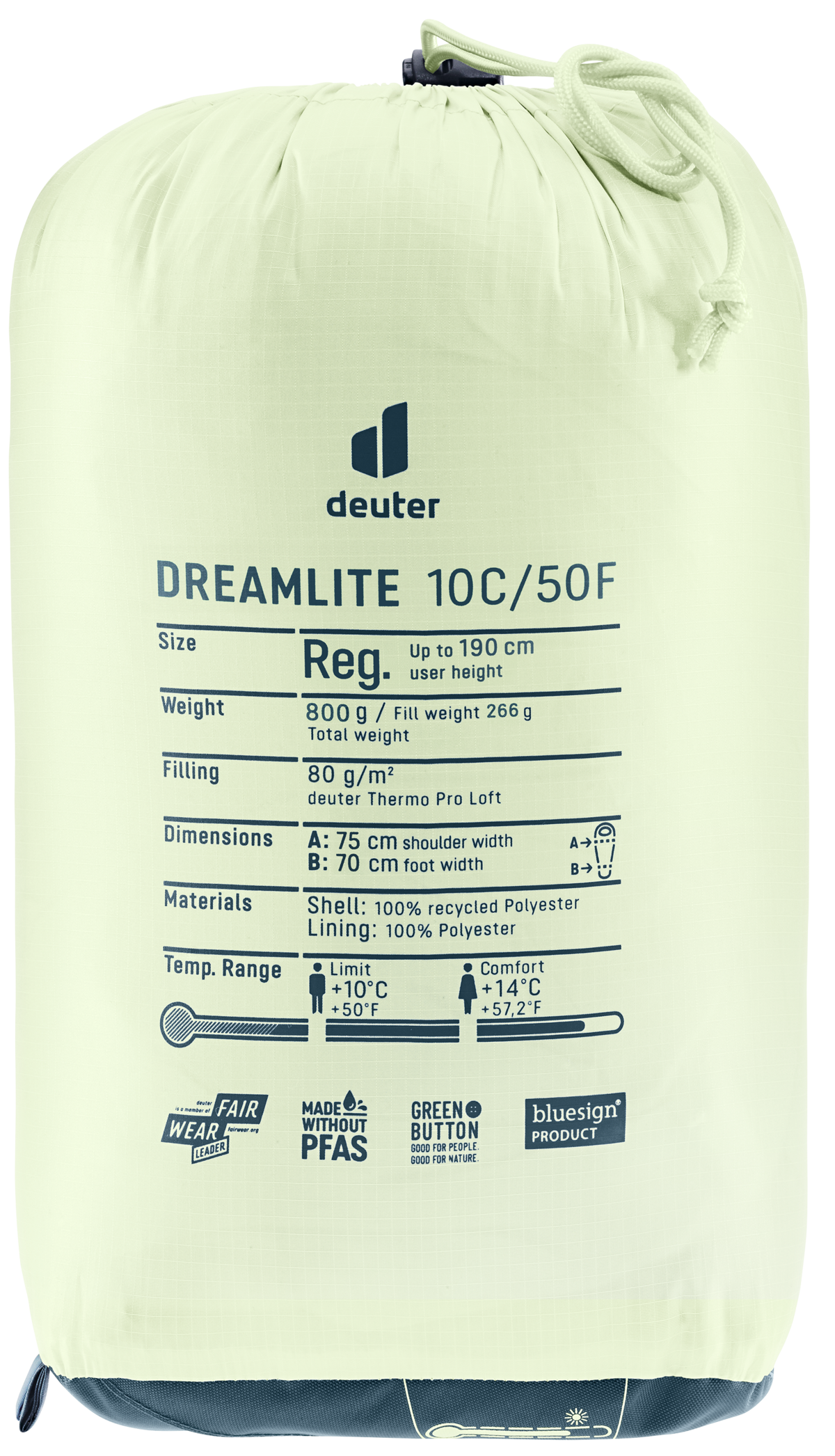 deuter Sac de couchage »DREAMLITE 10C/50F« avec isolation 360°, coupe confort en forme d'œuf