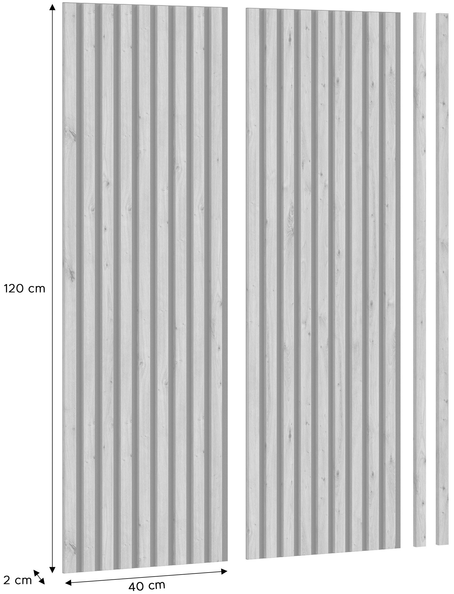 INOSIGN Wandpaneel »Silencio, 2er Set, je 40 x 120 cm, inkl. 2 Abschlussleisten«, (2 tlg.), Akustikpaneel, Paneel, Lamellenwand
