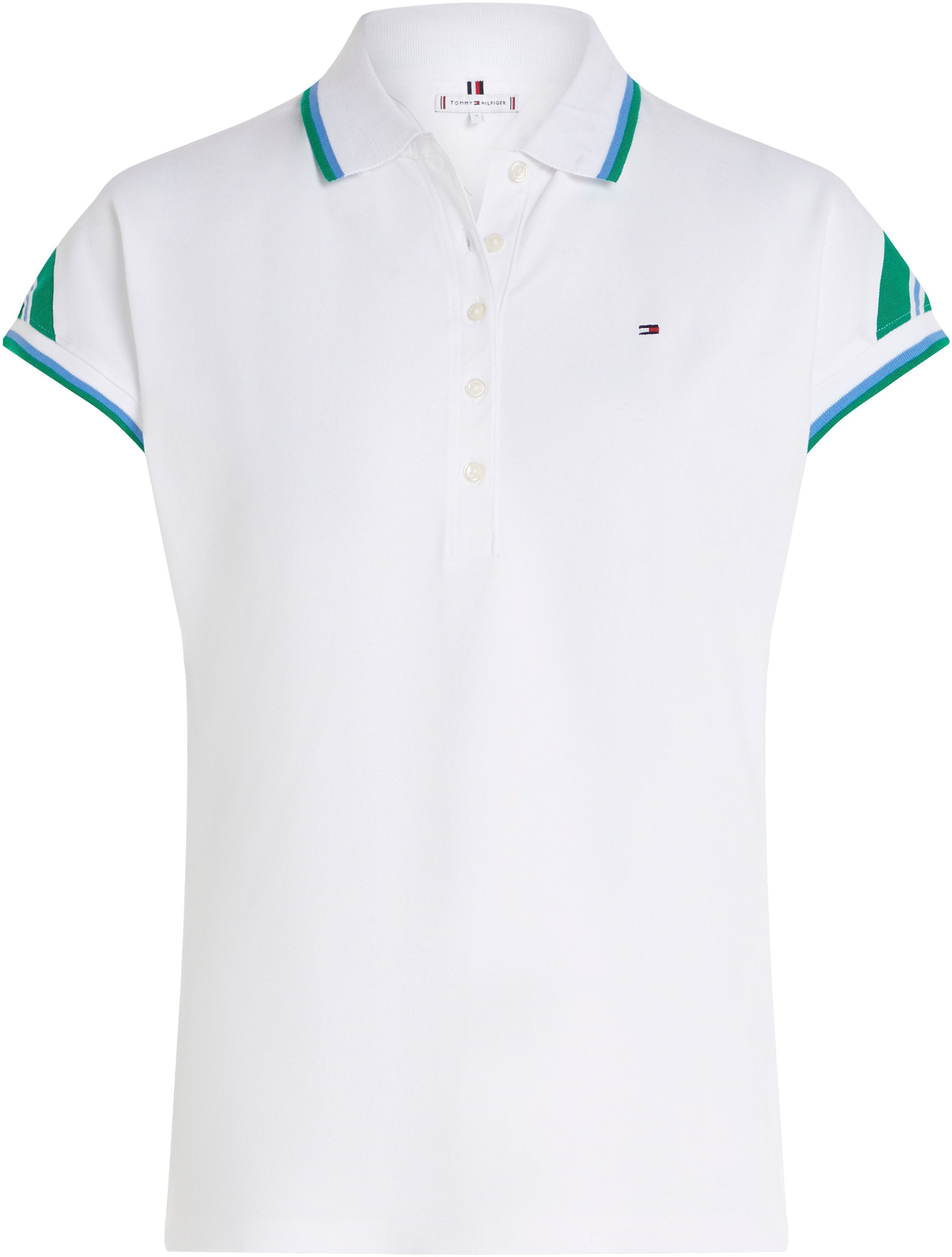 Tommy Hilfiger Poloshirt »REG STRIPE SLV POLO CAP SLEEVE«, mit kontrastfarbenen Einsätzen