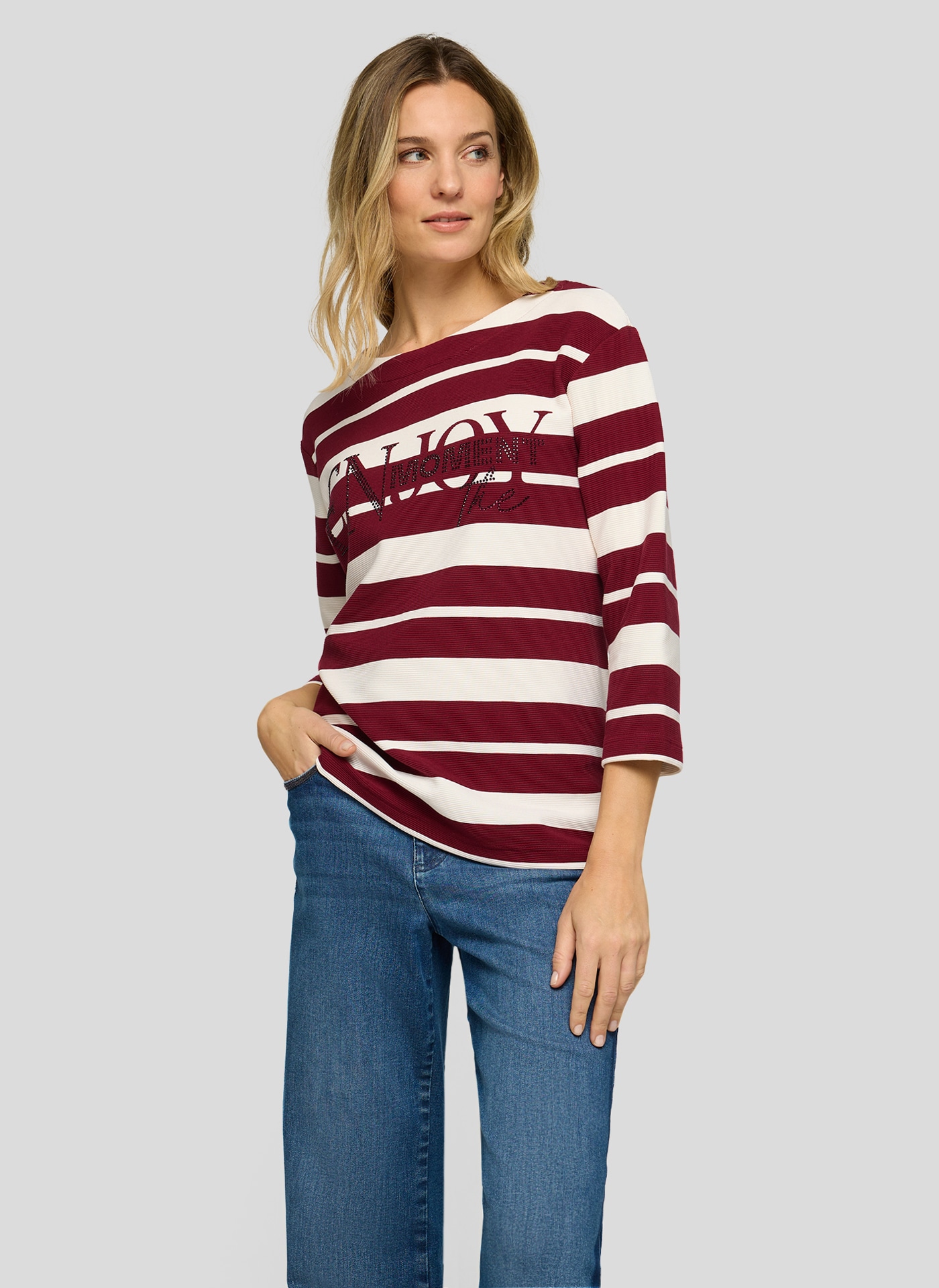 Image of Rabe 3/4-Arm-Shirt im Streifen-Design und mit Nieten-Details