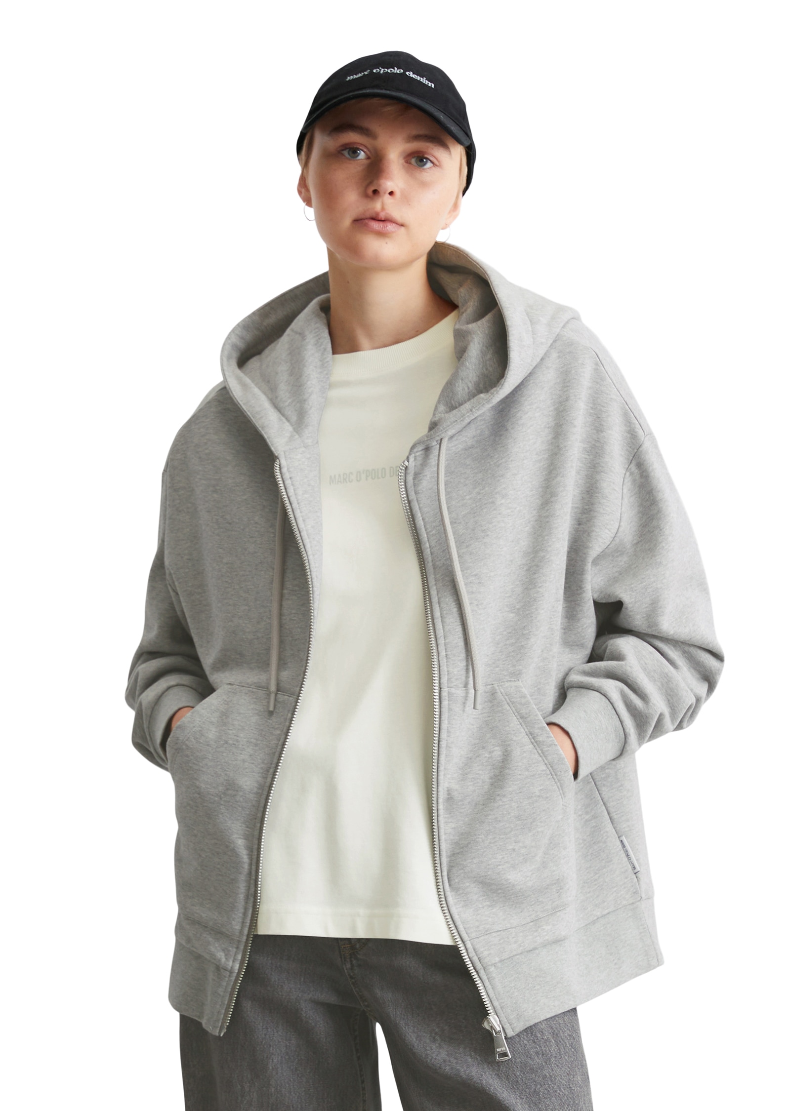 Kapuzensweatjacke, Oversized, melierte Optik