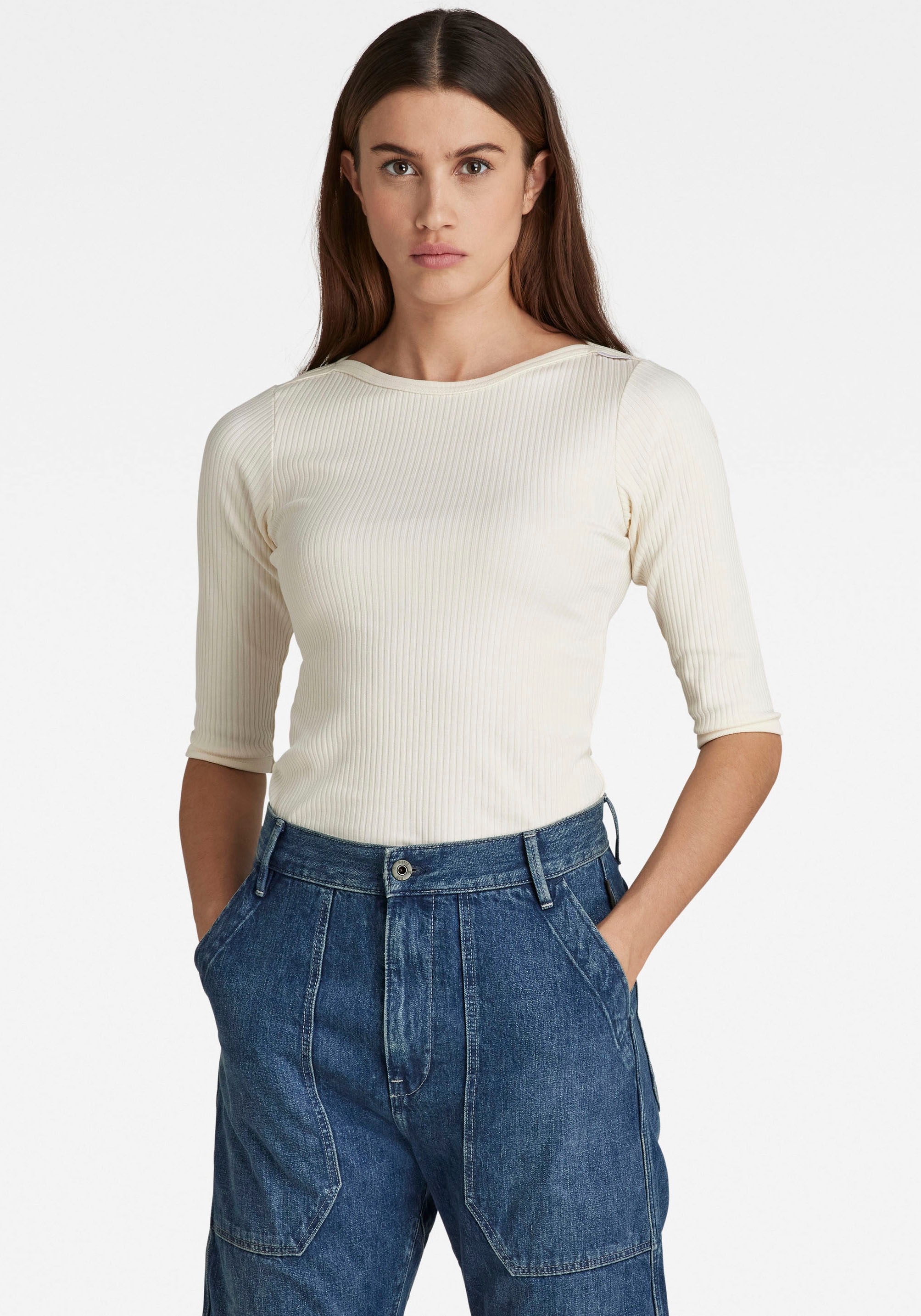 Image of G-Star RAW T-Shirt »T-Shirt Slim rib boat 12«, mit U-Boot Ausschnitt bei Ackermann Versand Schweiz