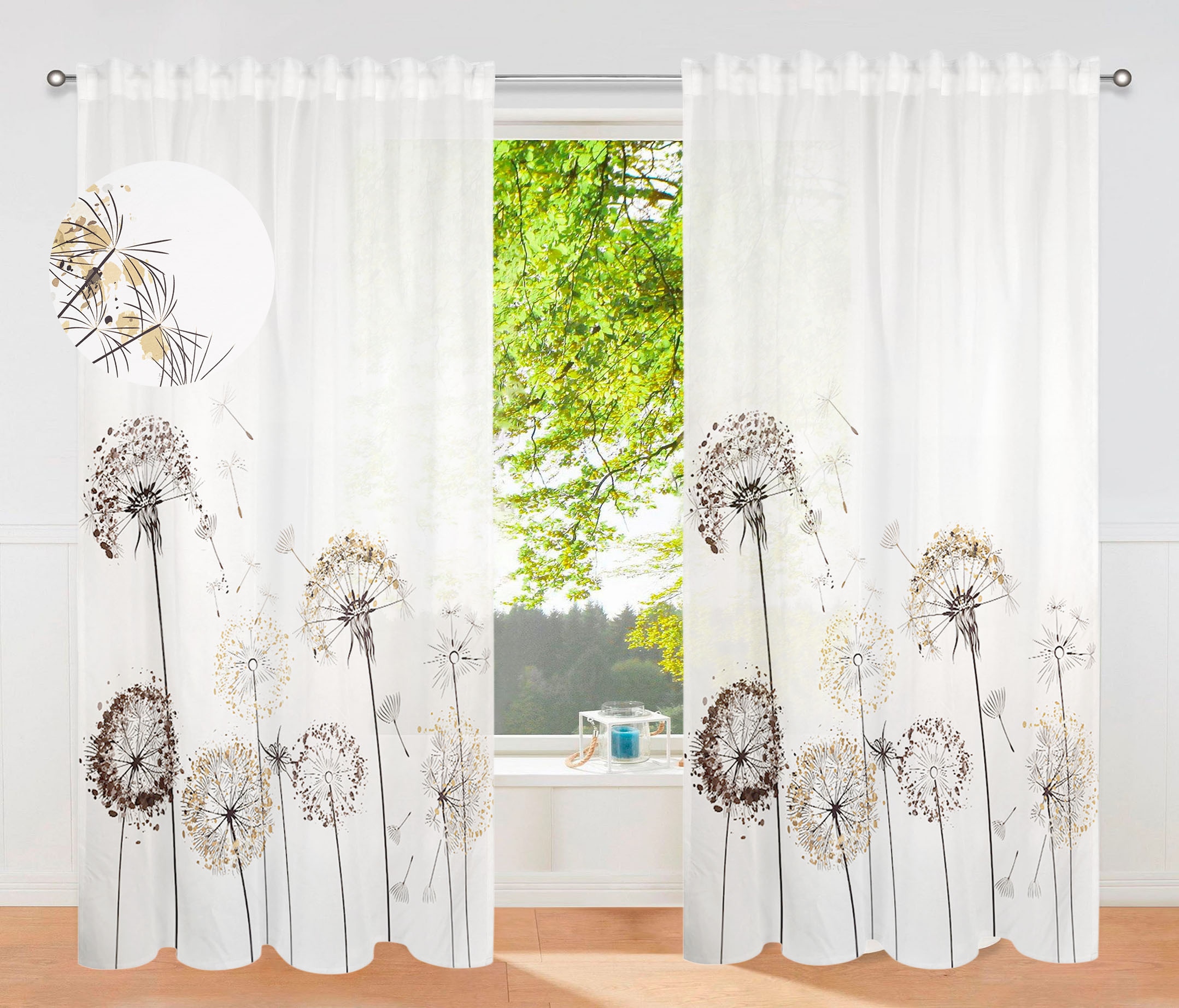 GOODproduct Rideau »Nannette« Bande multifonctionnelle 1 cuis tlg. semi-transparent, à motifs, facile d’entretien, différentes tailles