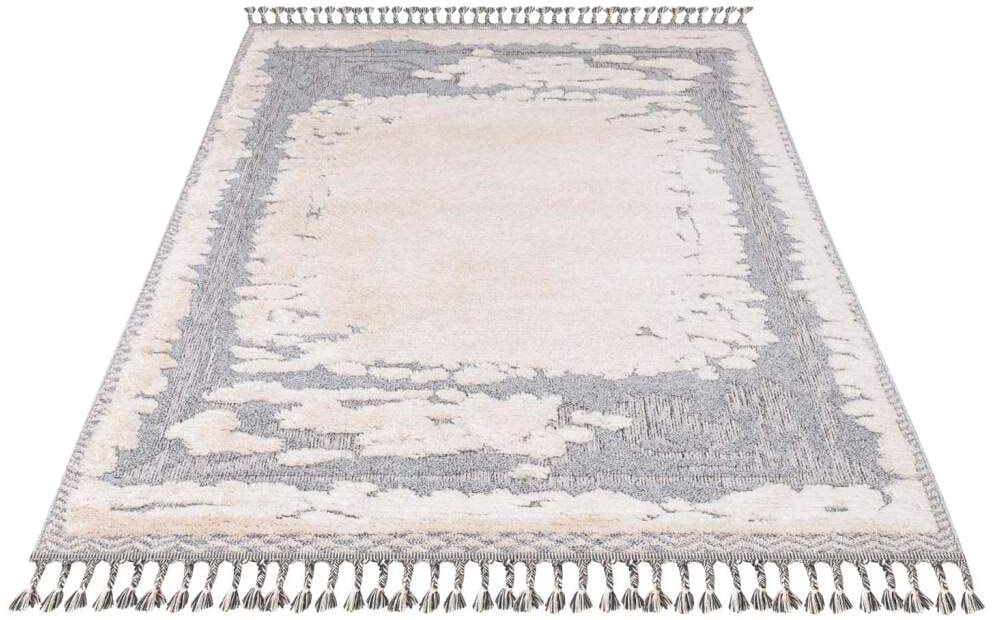 Carpet City Hochflor-Teppich »Valencia 908«, rechteckig, 20 mm Höhe, Läufer, Boho-Stil, 3D-Effekt, Relief, Hoch-Tief-Struktur, mit Fransen