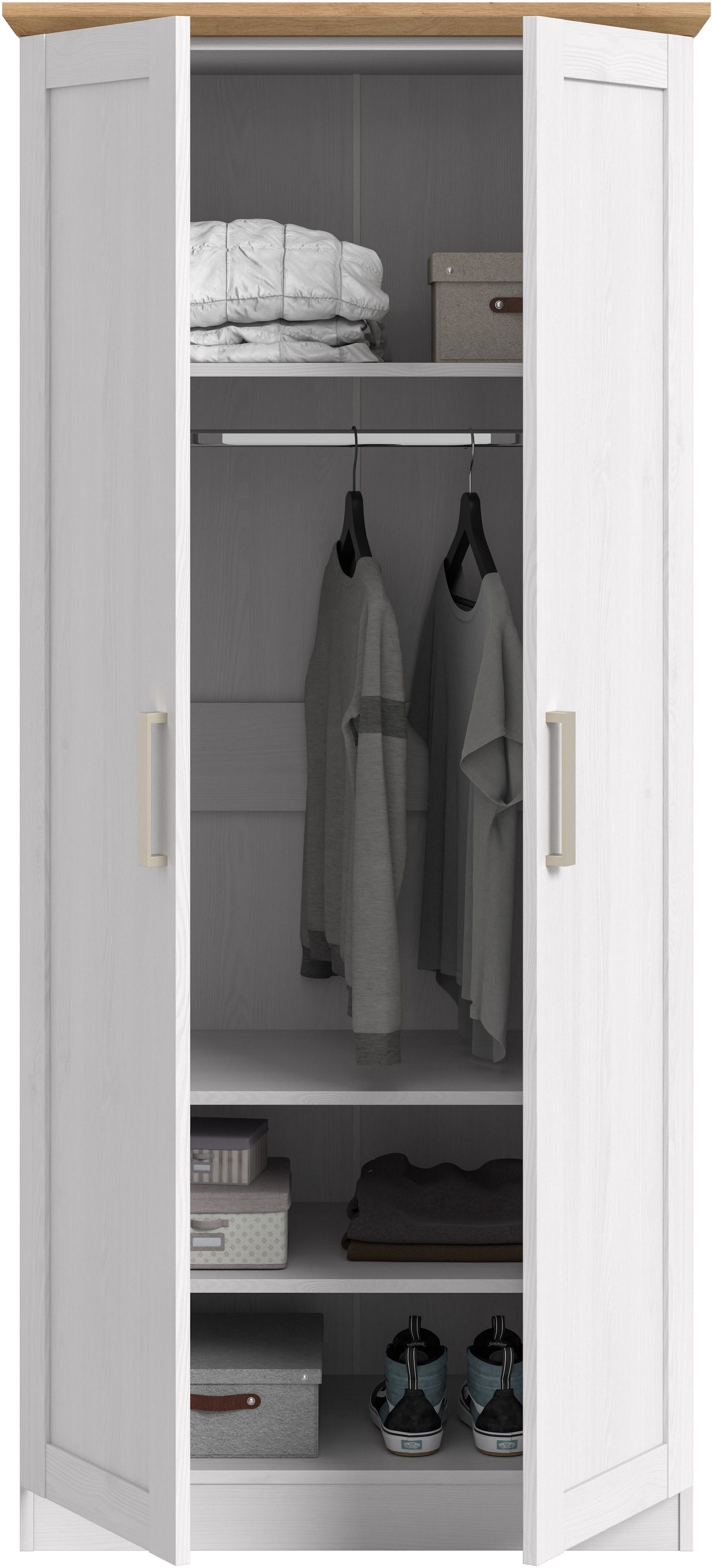 Home affaire Armoires à vêtements »BAKKE, Kleiderschrank inkl. 1 Kleiderstange« 1 cuis tlg. Armoire, armoire à portes battantes, armoire à vêtements, armoire polyvalente