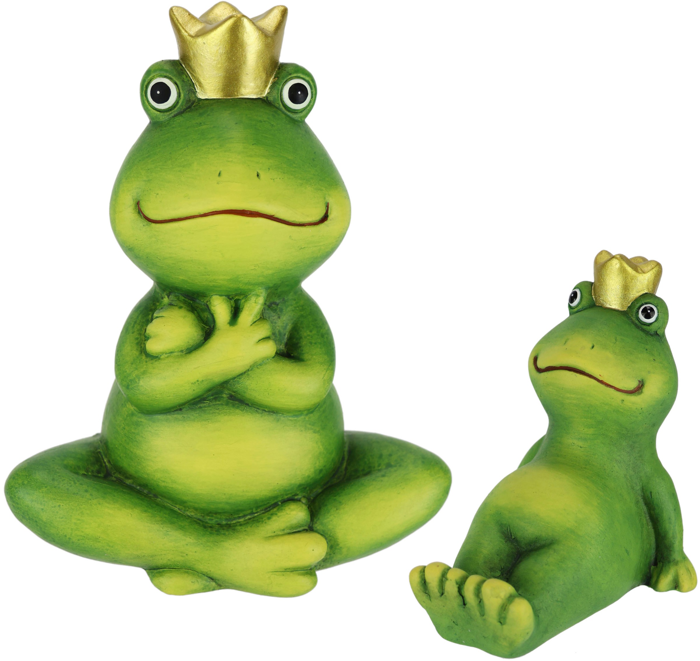 Image of I.GE.A. Dekofigur "Deko Garten Figur Froschkönig" 2er Set Frosch mit Krone Gartendeko Tierfigur Deko Statue Gartenfigur