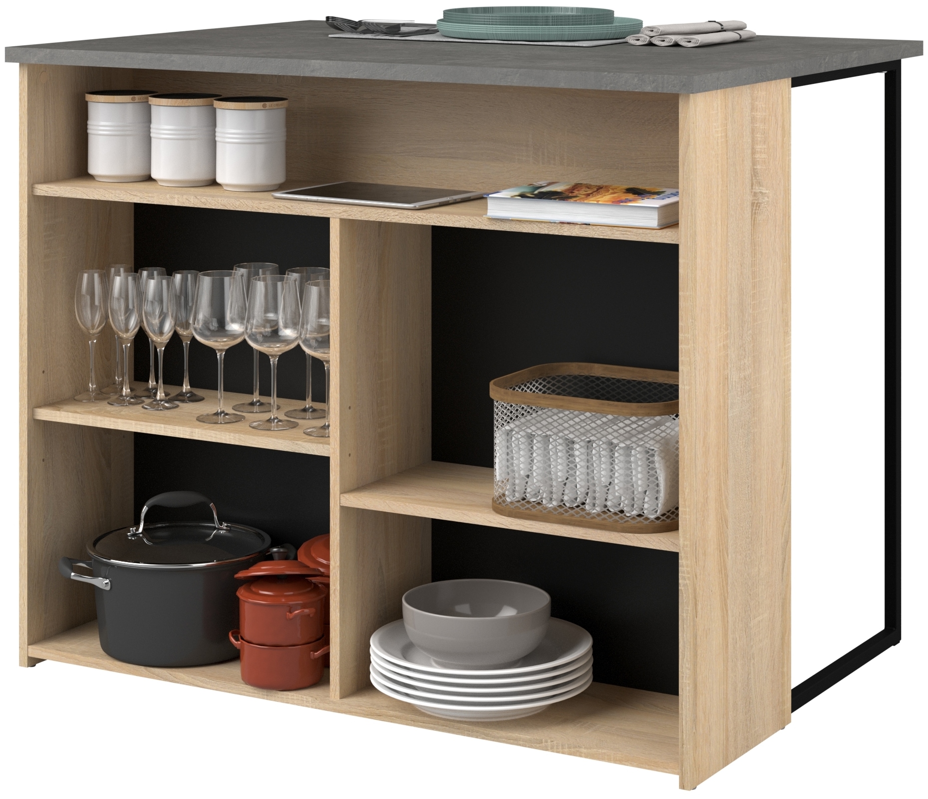 Parisot Kücheninsel »Fumay, Kücheninsel, Arbeitsblock, Küchentresen, modernes Design«, (B/H/T ca. 109/90/80 cm), viel Stauraum, Made in France