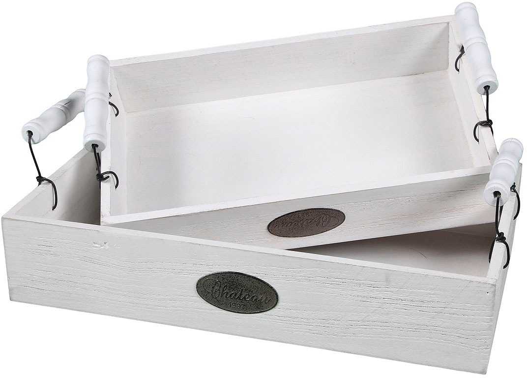 Image of Ambiente Haus Tablett »Tablett weiss shabby 2er Set«, (1 tlg.) bei Ackermann Versand Schweiz