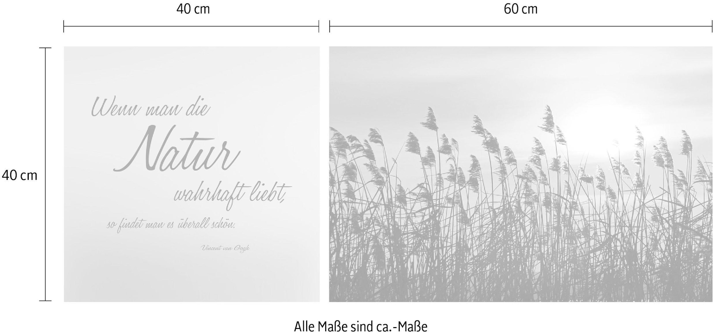 queence Tableau sur toile »Natur« Set,  Premium-Leinwandstoff, Handarbeit aus Deutschland, Zitat, 2er Set