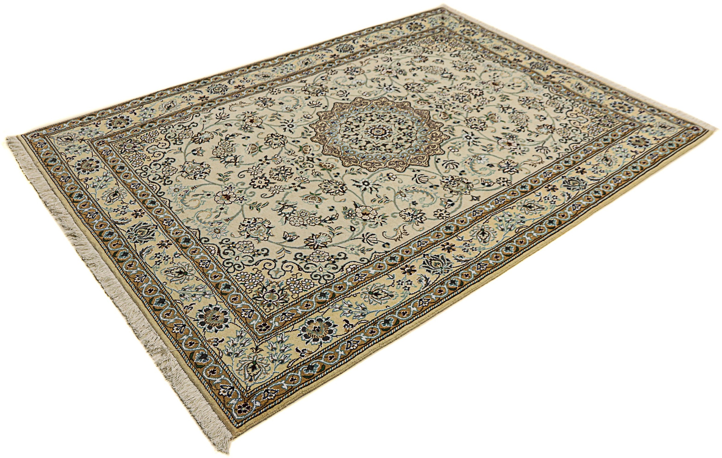 Image of morgenland Orientteppich »Perser - Nain - Royal - 205 x 147 cm - beige«, rechteckig, 10 mm Höhe, Wohnzimmer, Handgeknüpft, Einzelstück mit Zertifikat bei Ackermann Versand Schweiz
