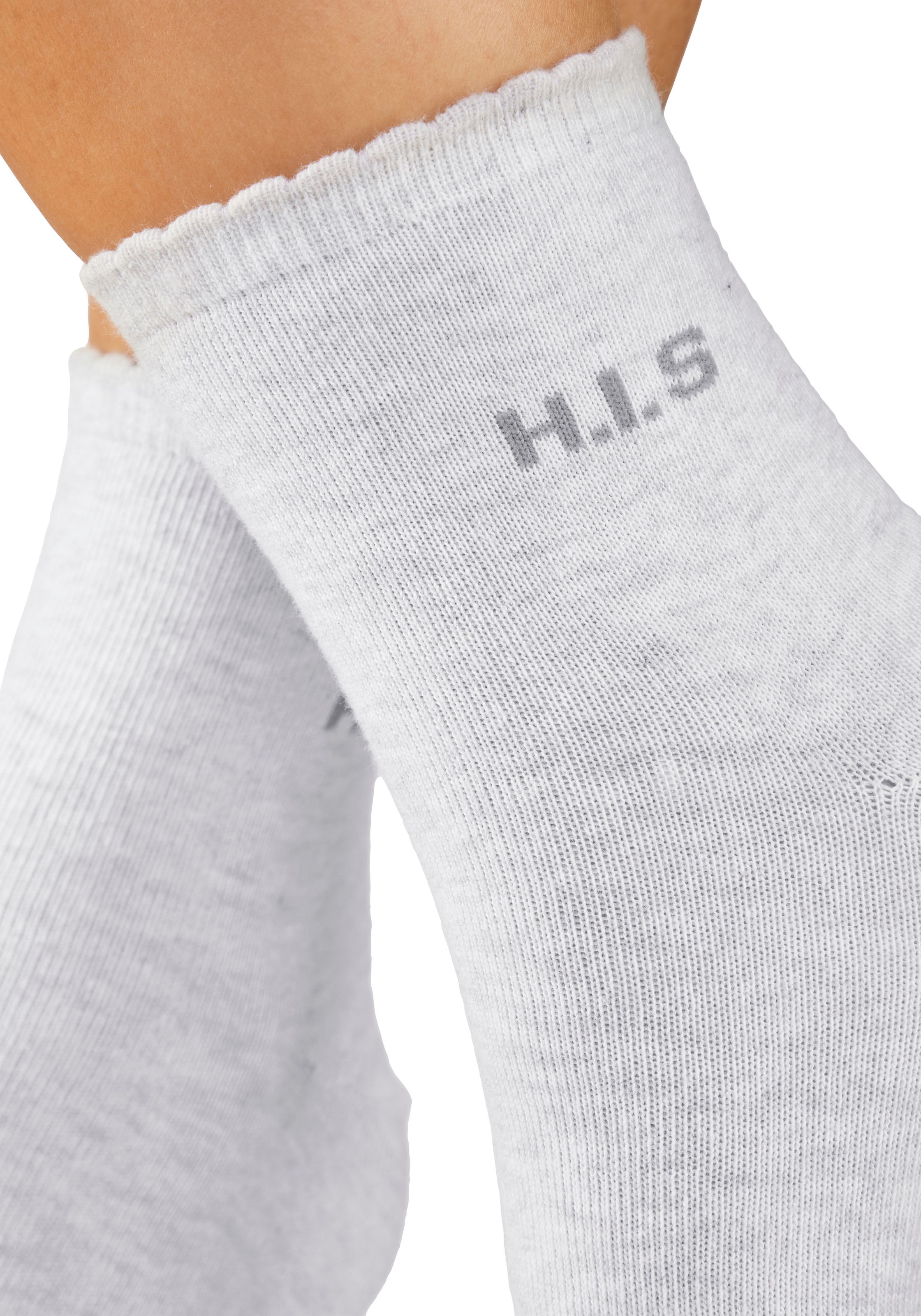 H.I.S Chaussettes courtes »Damen uni und meliert für die ganze Woche« Paquet, 7 Couple tlg. avec un bord-côte ondulé