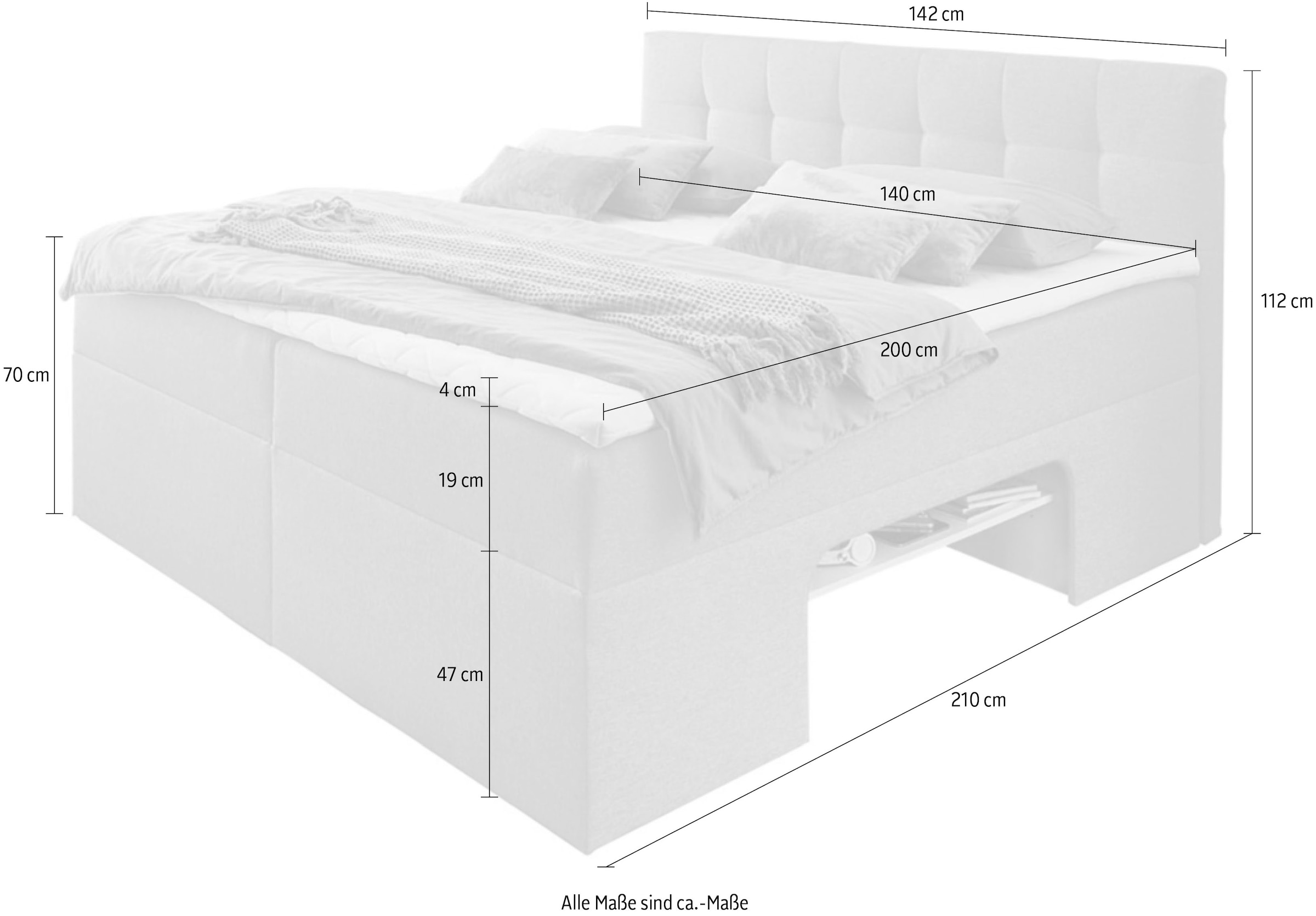 Home affaire Lit de boxe niche dans le coffre de lit pour rangement supplémentaire