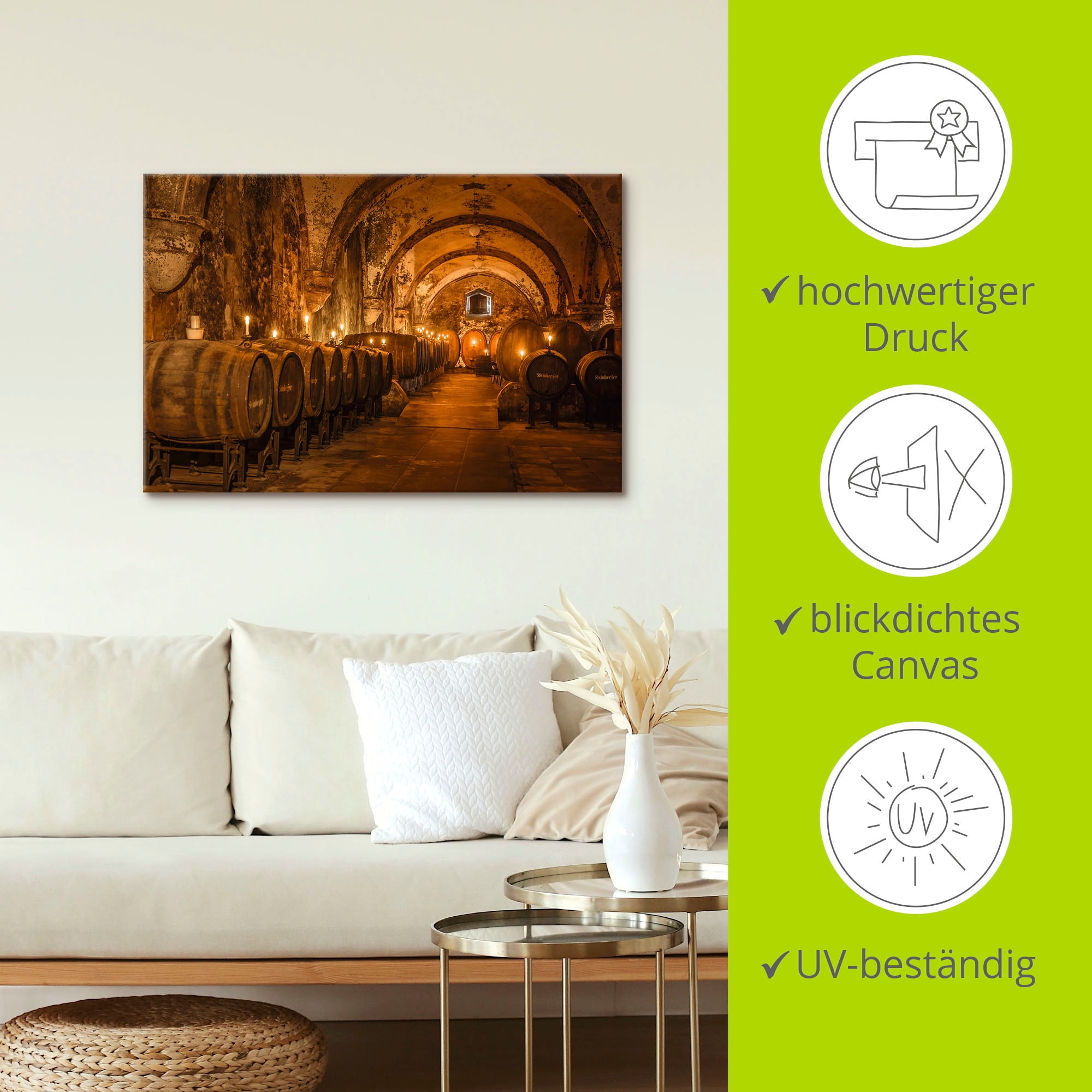 Artland Wandbild »Historischer Weinkeller Eberbach« Wein Bilder 1 Stk. tlg. als Alubild, Leinwandbild in verschied. Grössen