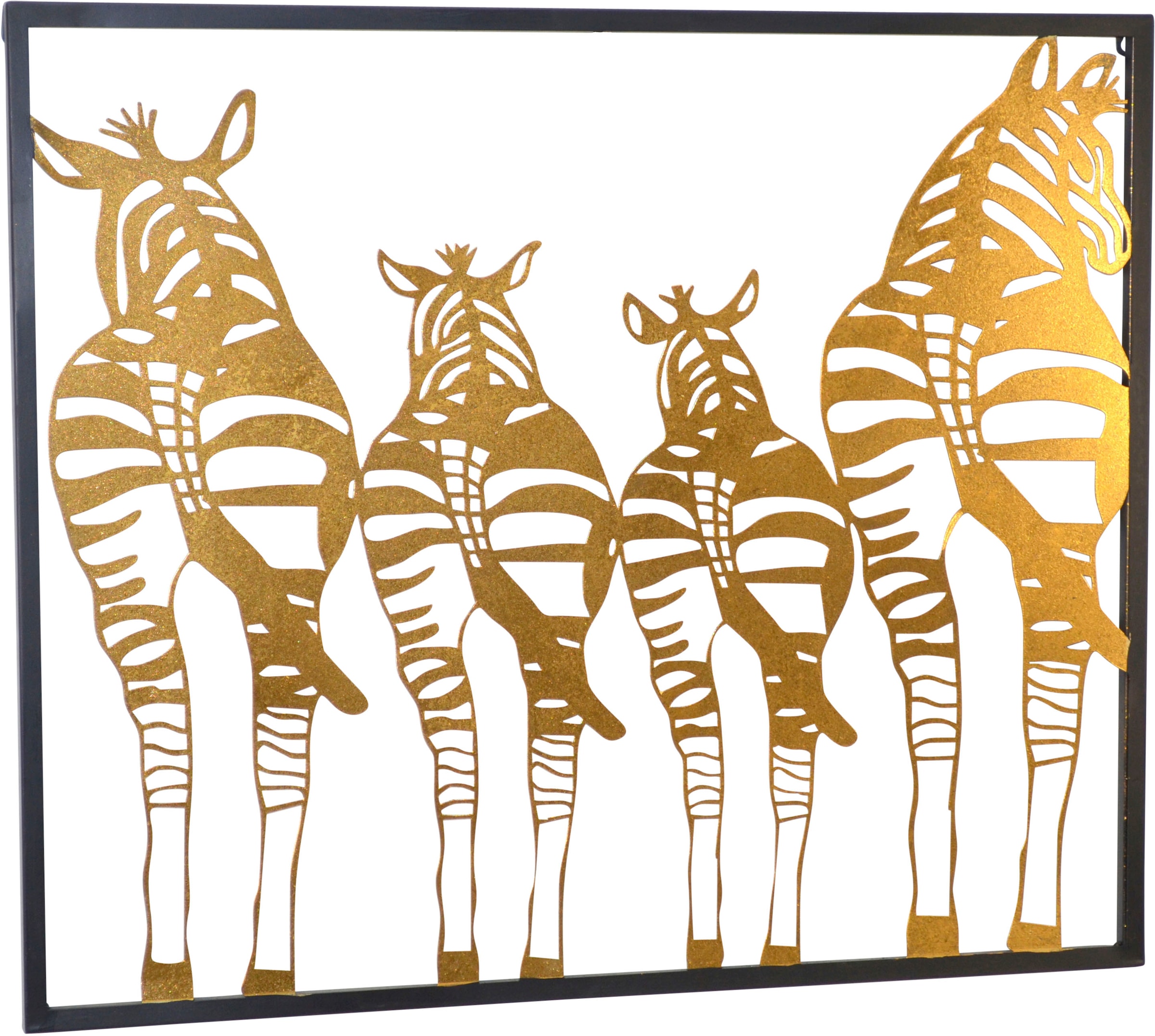 Image of HOFMANN LIVING AND MORE Wanddekoobjekt "Wanddekoration" Zebra-Familie in gold
