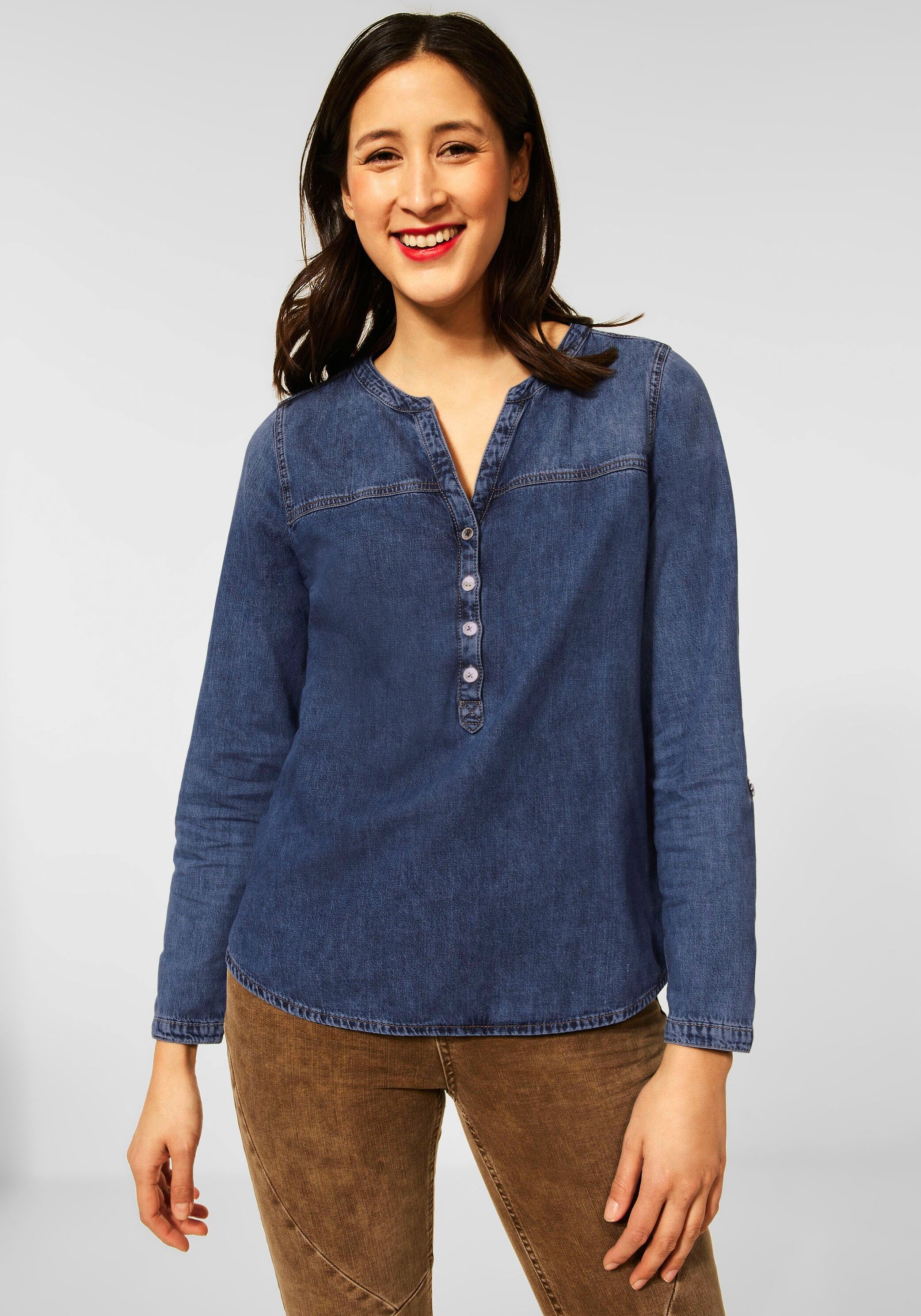 Image of STREET ONE Langarmbluse, im Jeans Look bei Ackermann Versand Schweiz
