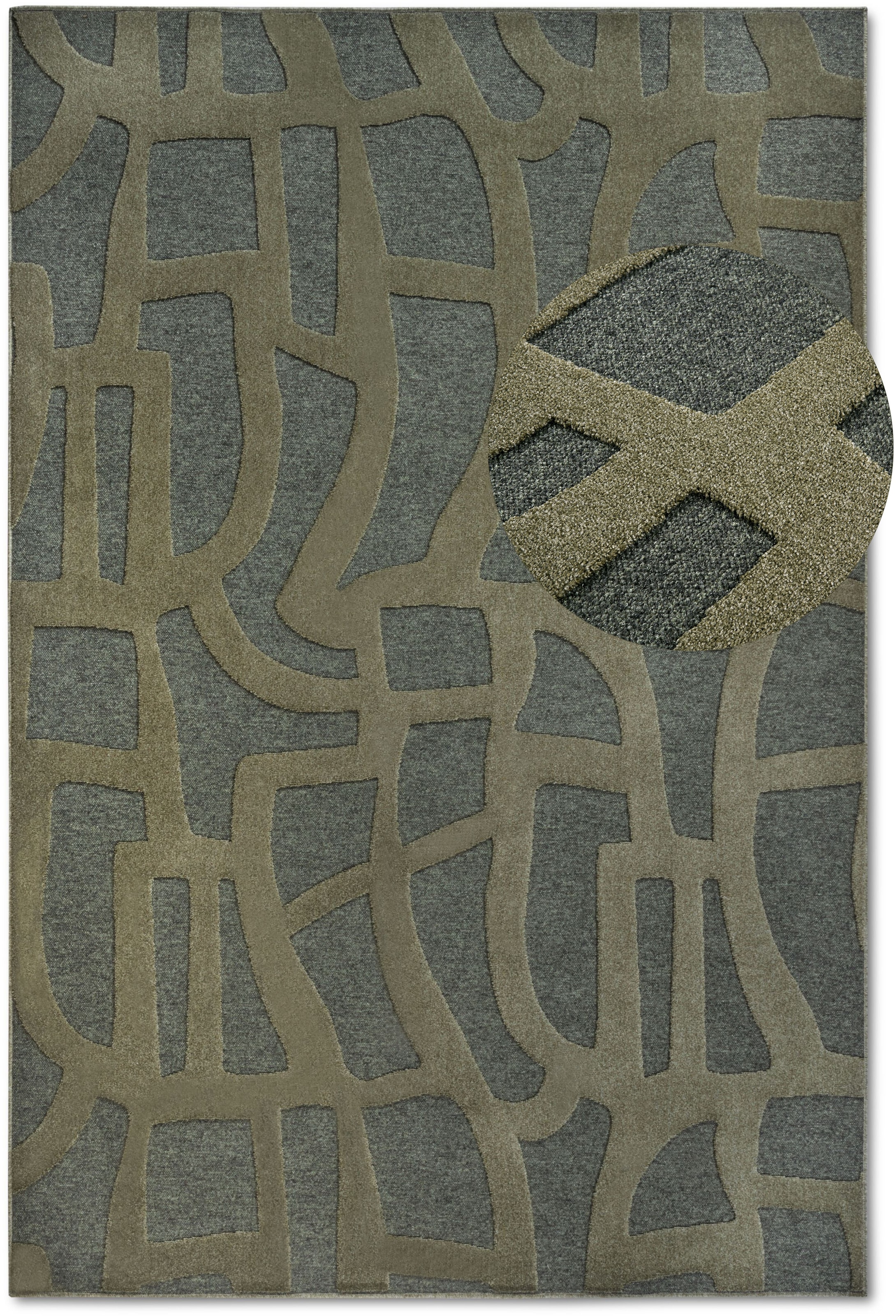 THE RUGS Villeroy & Boch 1879 Short Pile Rug Therese Polyester in Green | Size: 160cm x 230cm