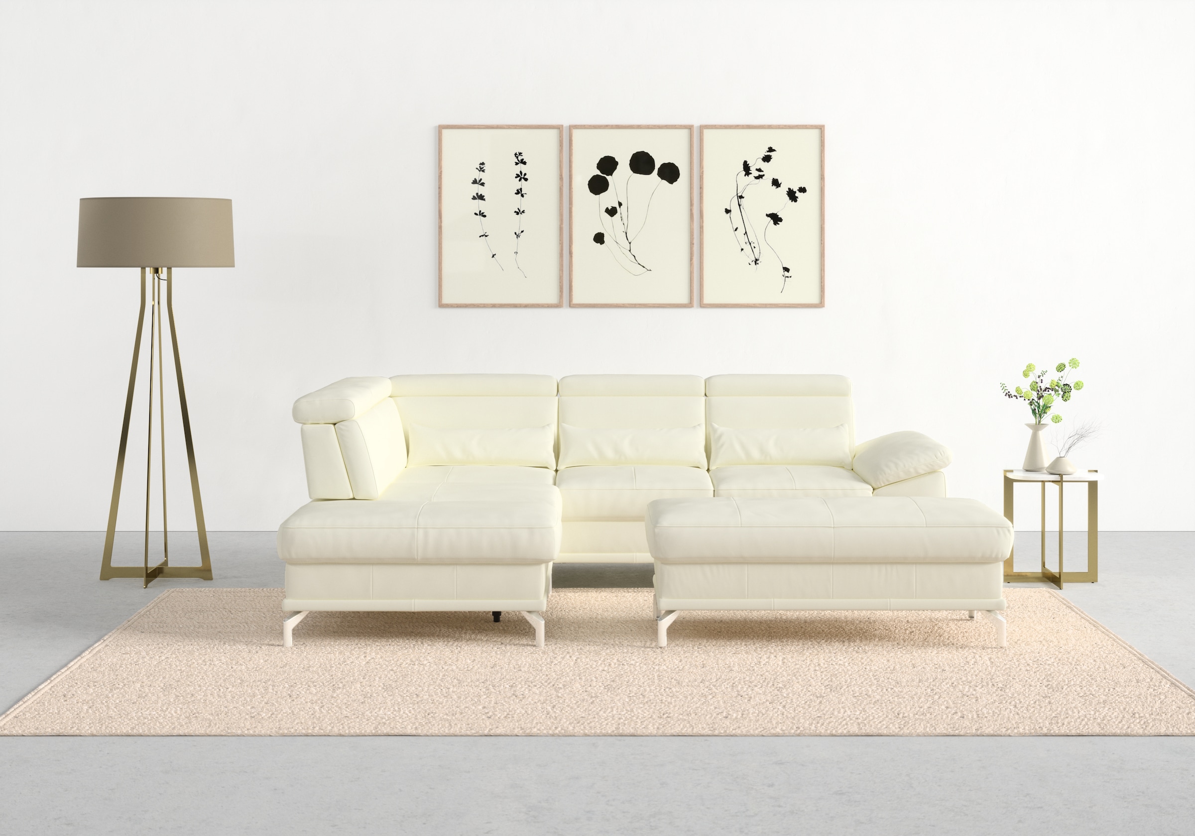 Image of sit&more Ecksofa "Cabrio L-Form, B: 274 cm, mit Sitztiefen-, Arm- & Kopfteilverstellung" 3 Nierenkissen, Federkern, optional Bettfunktion und Stauraum