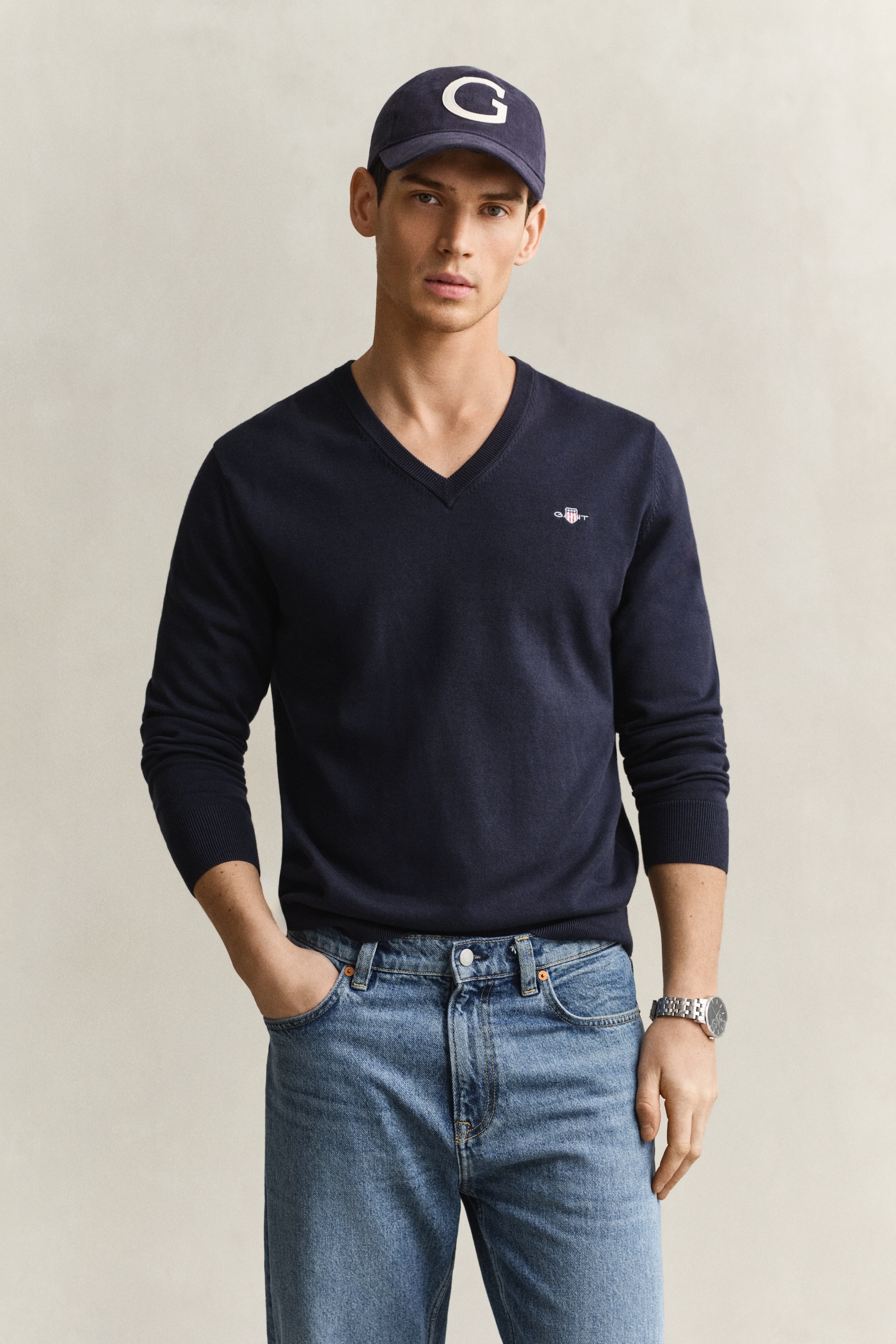 Image of Gant V-Ausschnitt-Pullover "CLASSIC COTTON V-NECK" Regular fit mit V-Ausschnitt