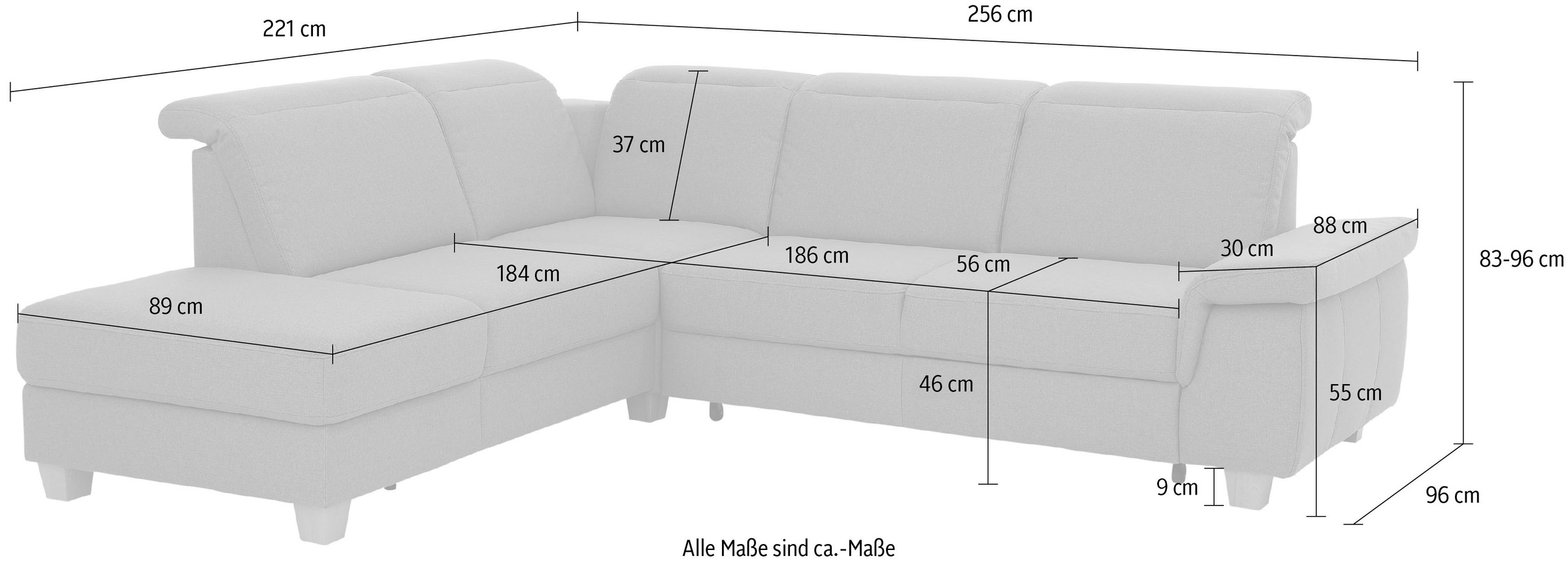 Home affaire Ecksofa »Dalia L-Form«, mit Federkernpolsterung, wahlweise mit Bettfunktion, Bettkasten