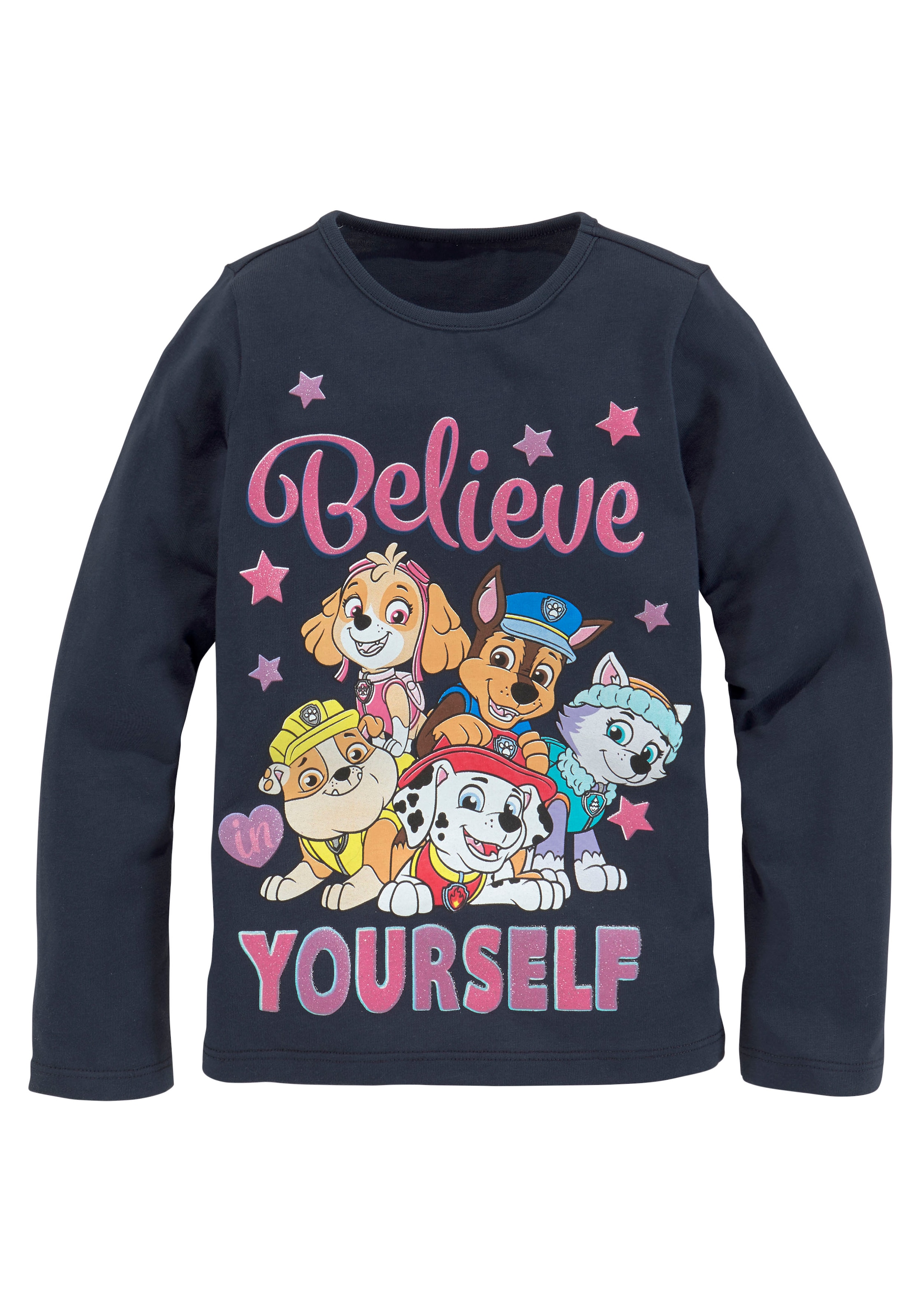 PAW PATROL Langarmshirt, Schriftzug mit PAW PATROL Team