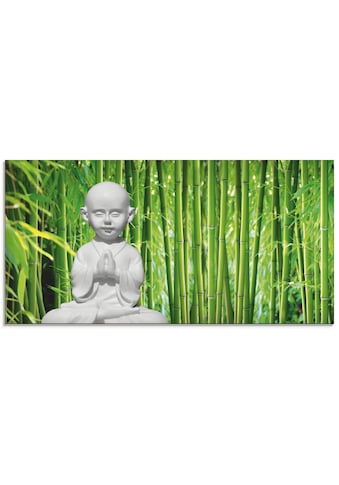 Glasbild »Buddha mit Bambus«, Religion, (1 St.)