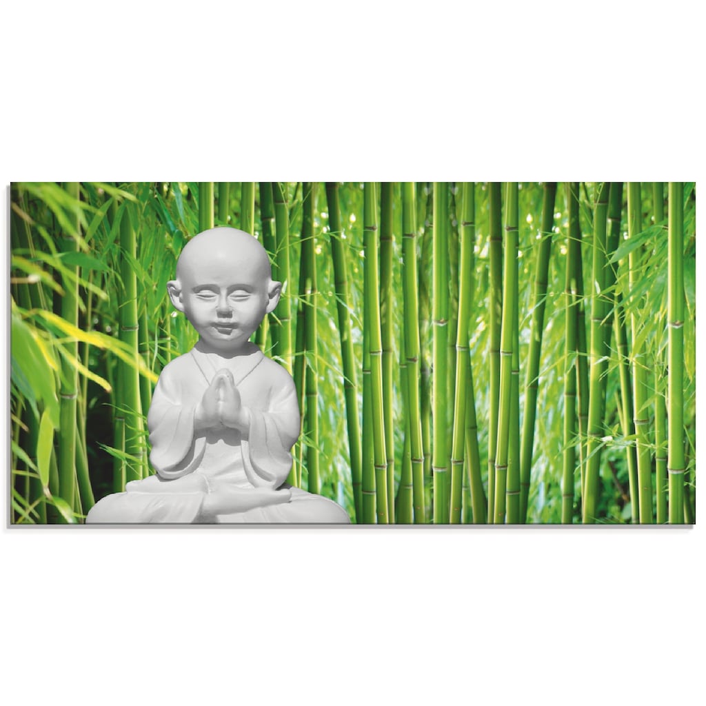 Artland Glasbild »Buddha mit Bambus«, Religion, (1 St.)