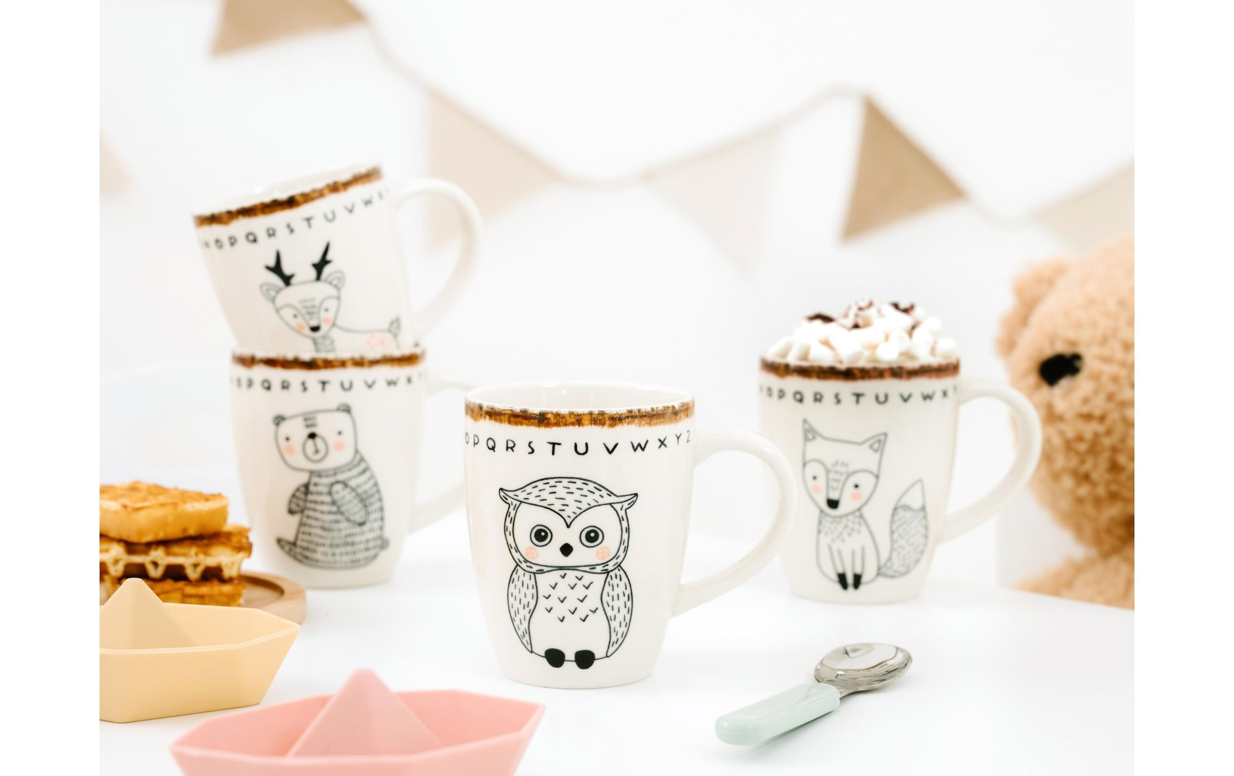 CreaTable Gobelet pour enfants »Freunde des Waldes Becher Steinzeug Bunt 4-tlg«