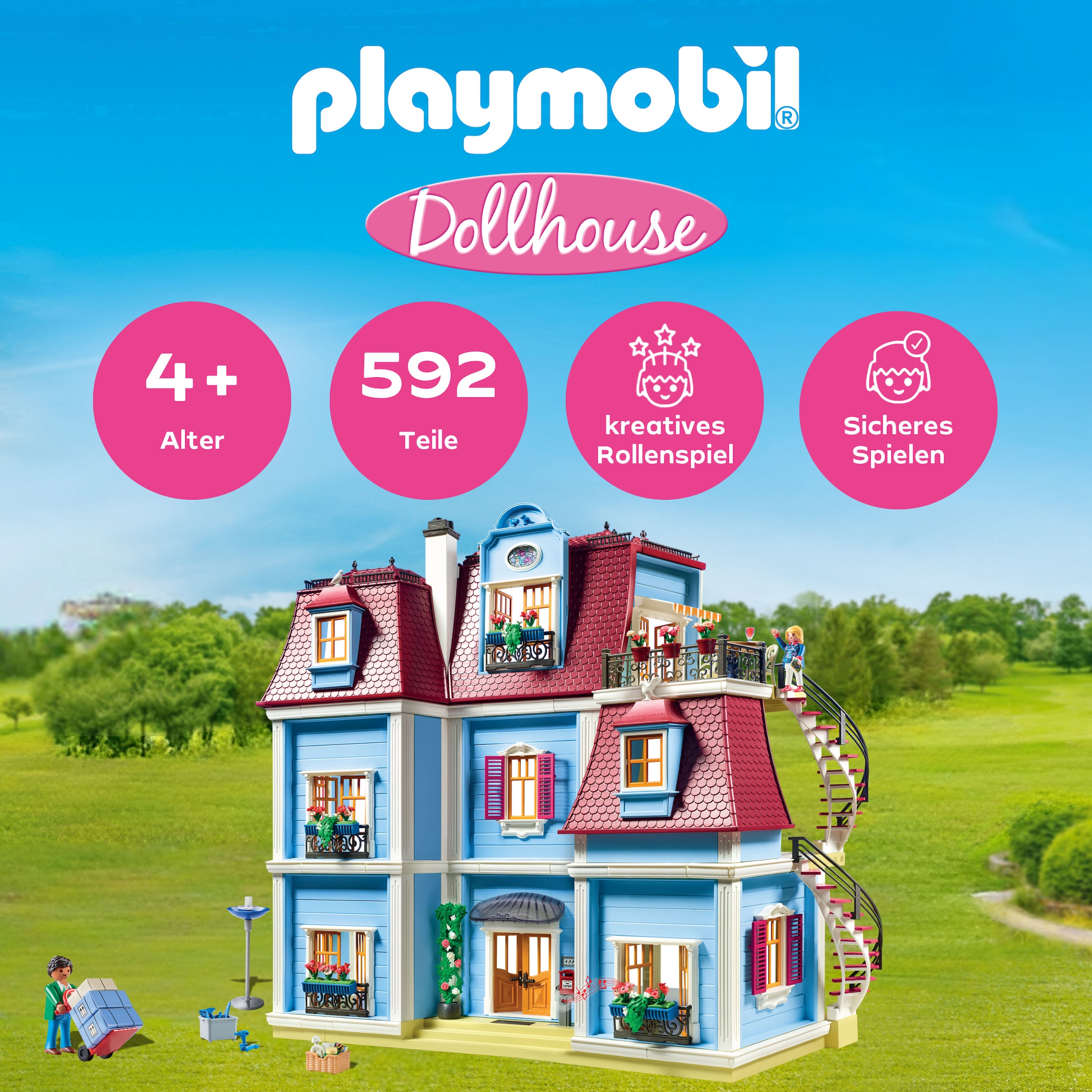 Playmobil® Konstruktions-Spielset »Mein Grosses Puppenhaus (70205), Dollhouse«, (592 St.), Made in Germany