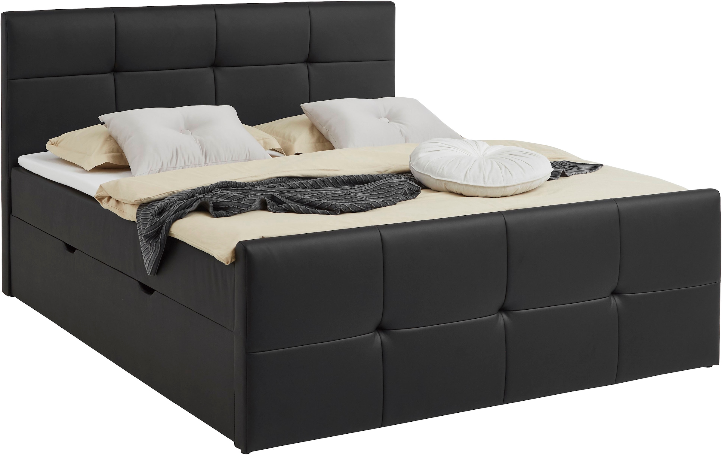 PLACES OF STYLE Lit de boxe »Mizzana inkl. Bettkasten, erhältlich in der Grösse 180x200cm, H3« Bezug aus Kunstleder, inkl. PU-Schaumtopper