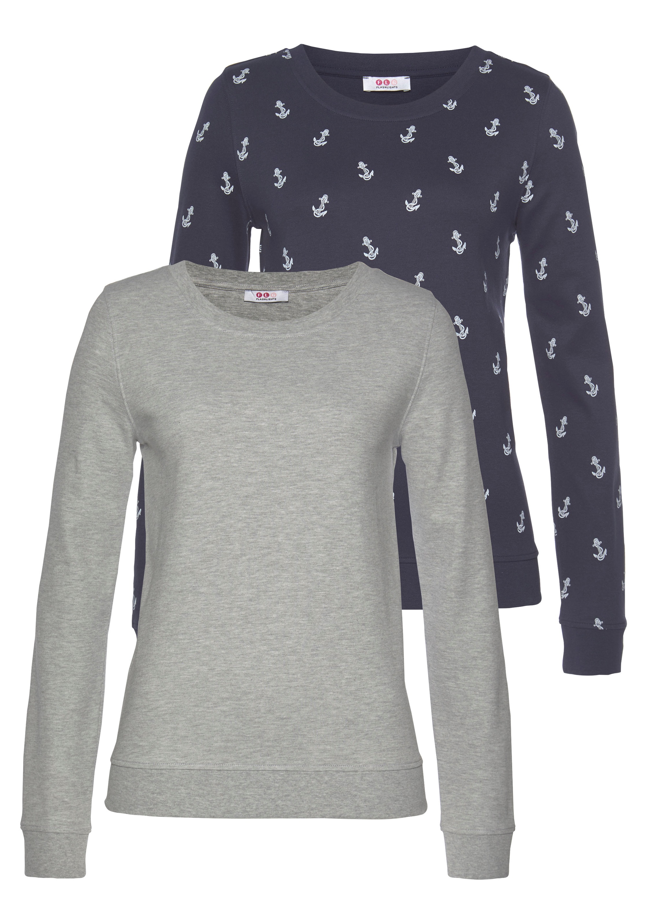 Image of Flashlights Sweatshirt, (Packung, 2er-Pack), mit trendigem Print und Unifarben bei Ackermann Versand Schweiz