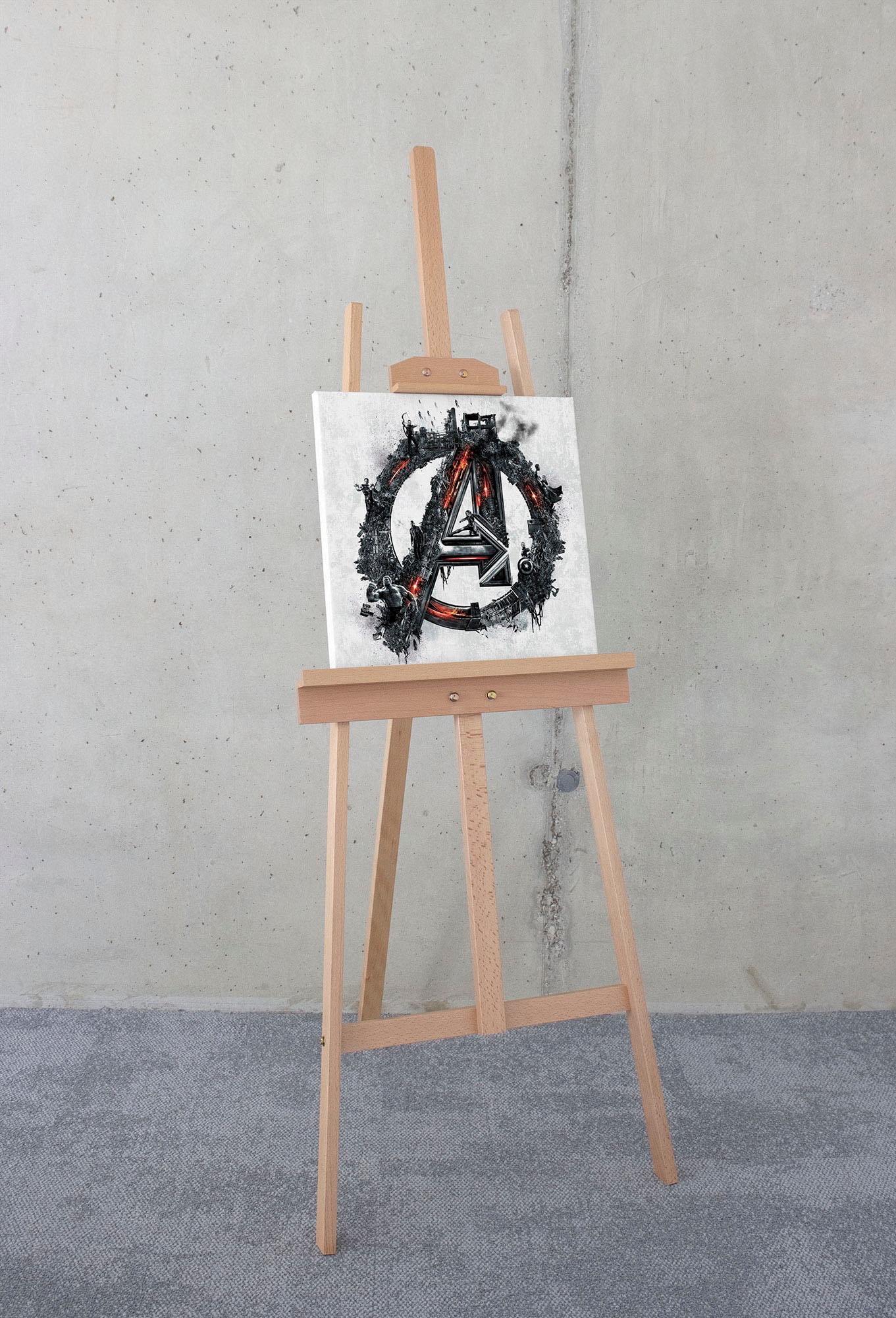 Image of Komar Leinwandbild "Avengers Big A Logo - Grösse 40 x 40 cm" Disney 40 x 40 cm (Breite x Höhe), 1 Stk. tlg. Keilrahmenbild mit Echtholzrahmen, Kinderzimmer