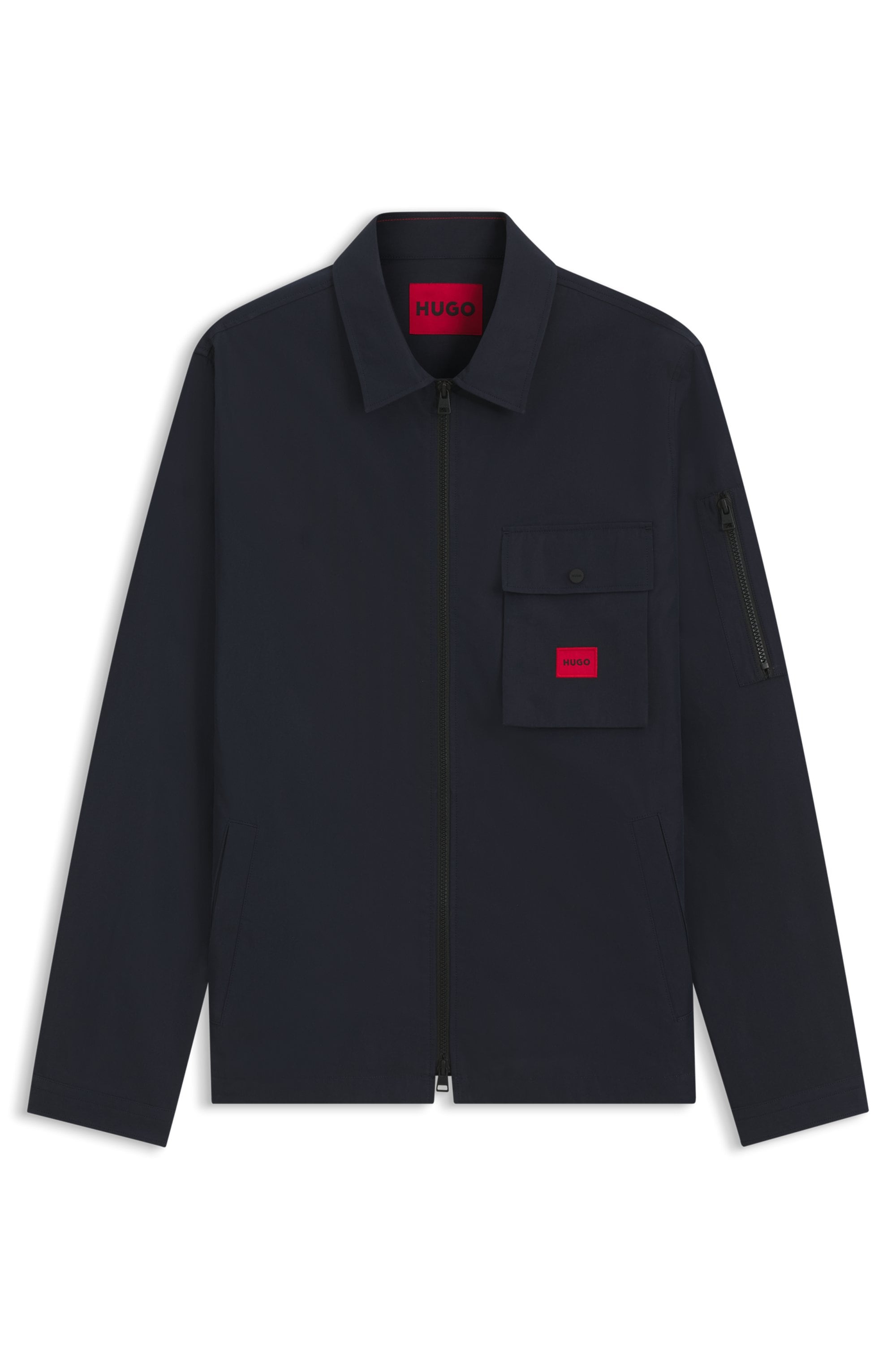 HUGO Chemise à manches longues »Emmond« coupe oversize, fermeture zippée bidirectionnelle, mélange de coton,