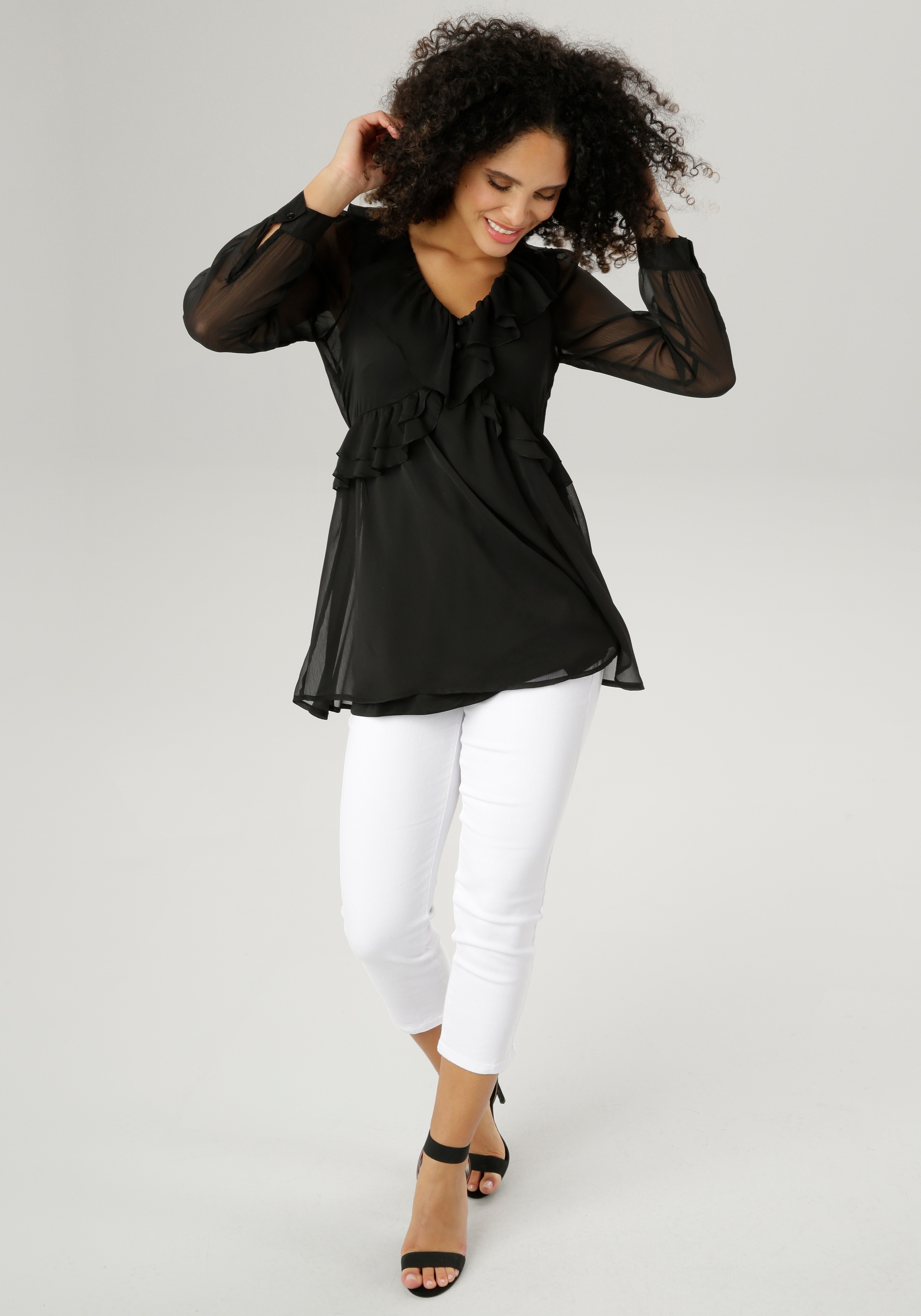 Aniston SELECTED Longbluse, mit Volants - NEUE KOLLEKTION