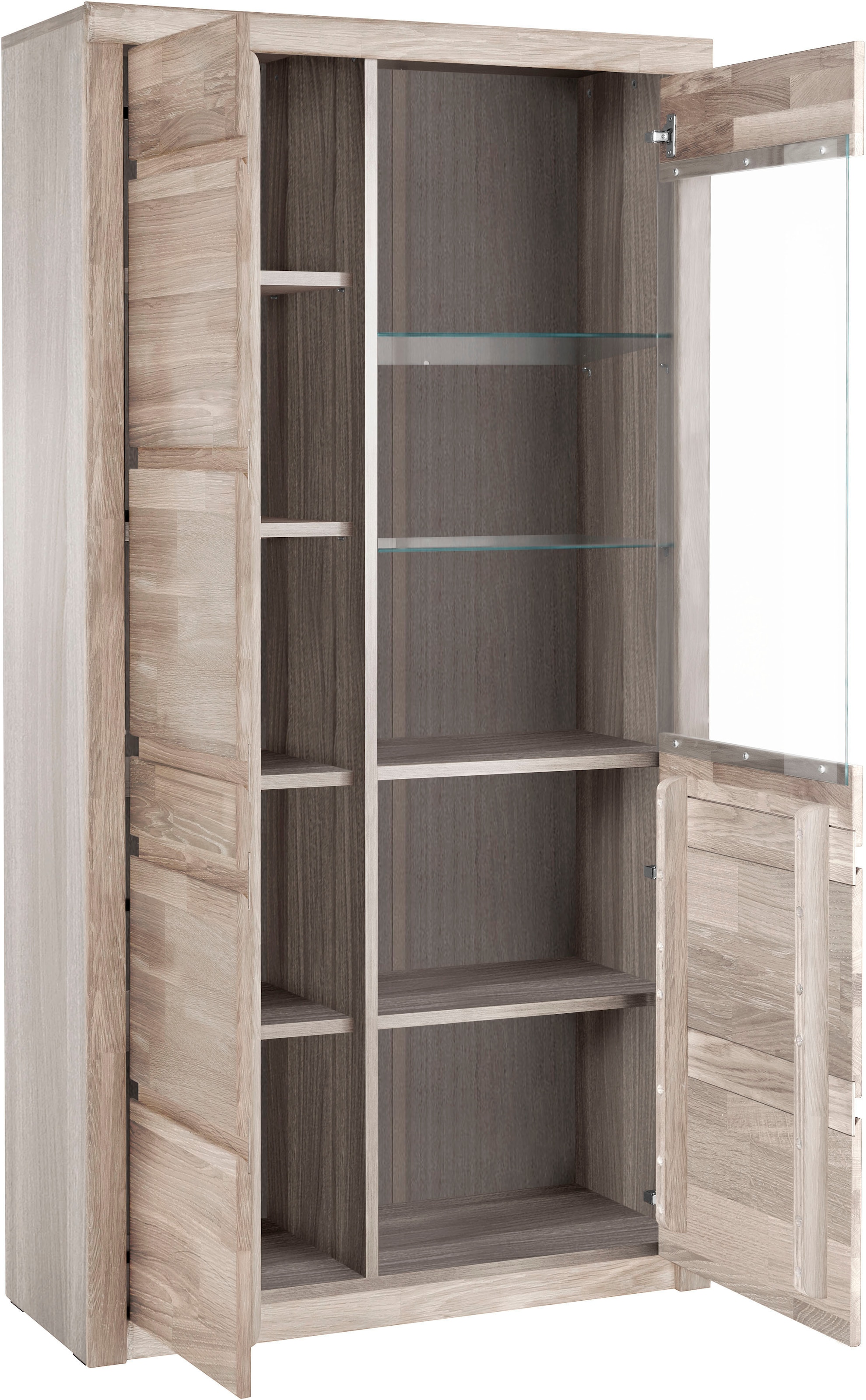 Home affaire Vitrine »Silkeborg« teilmassiv, schöne grifflose Optik