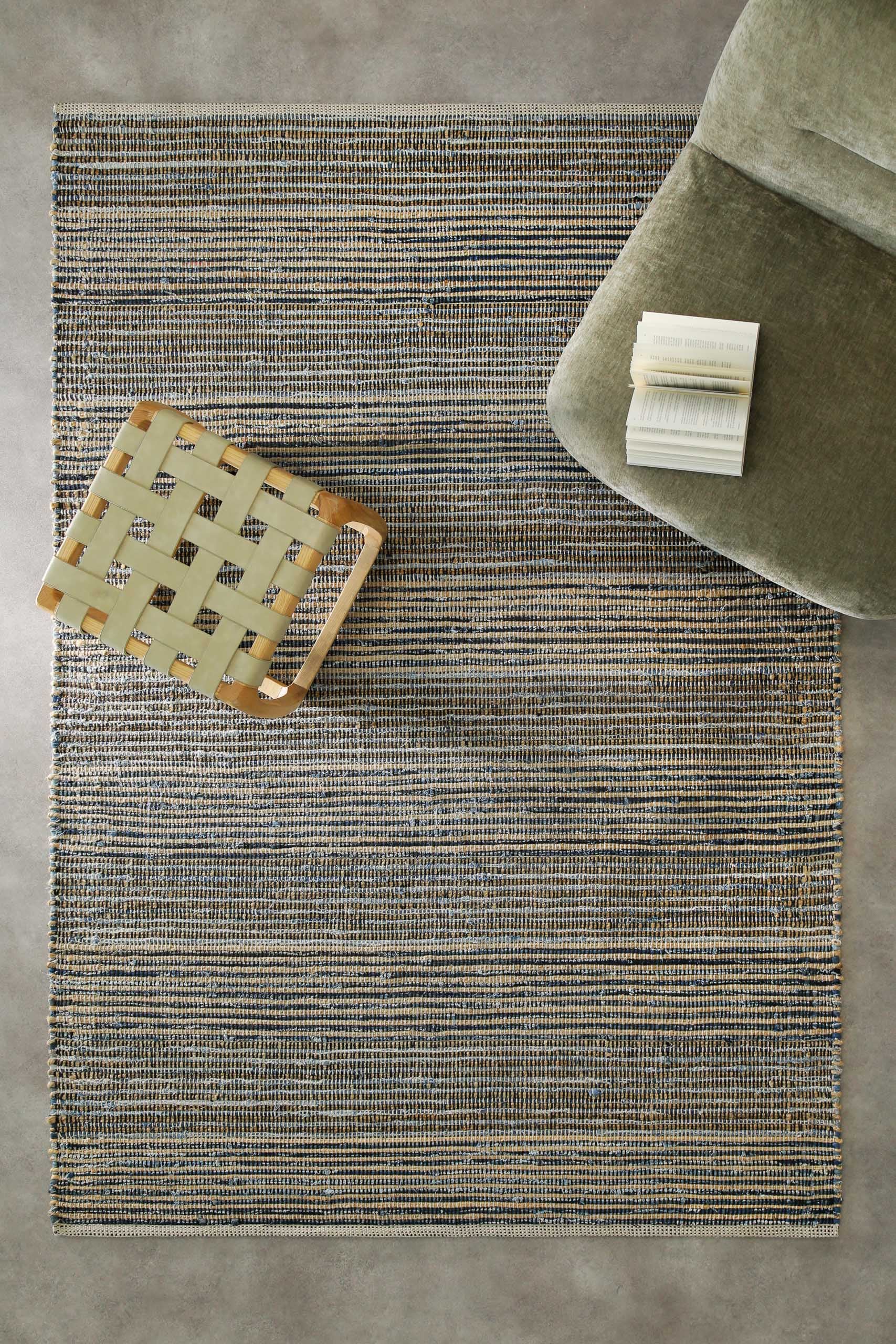 Wecon home Teppich »Denim Feels« rechteckig 6 mm Höhe handgewebt, robust, pflegeleicht, skandi, Natur, Jute, Wohnzimmer