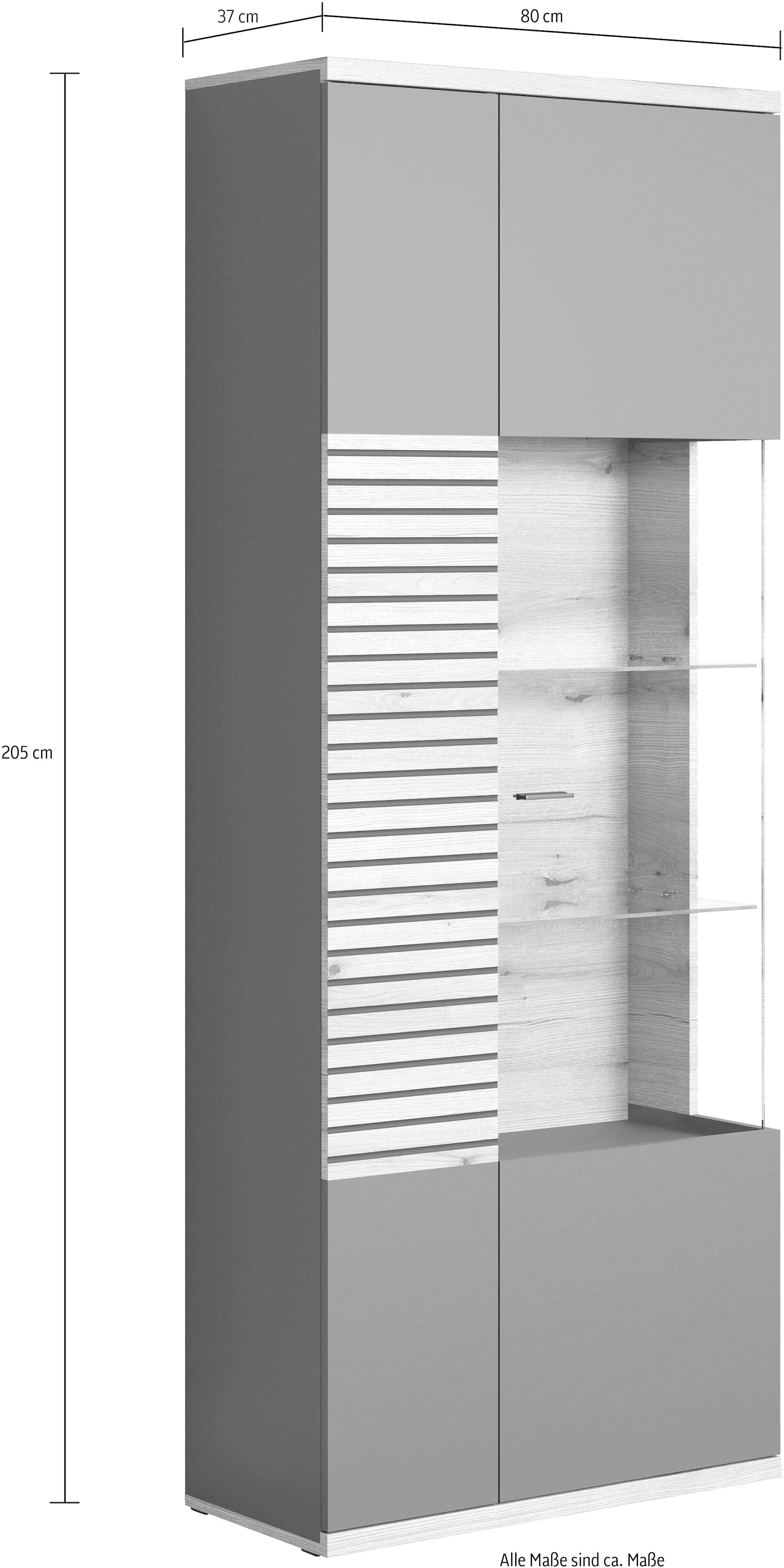 INOSIGN Stauraumvitrine »Norris«, Wohnzimmervitrine in Rillenoptik und grosszügiger Präsentationfläche