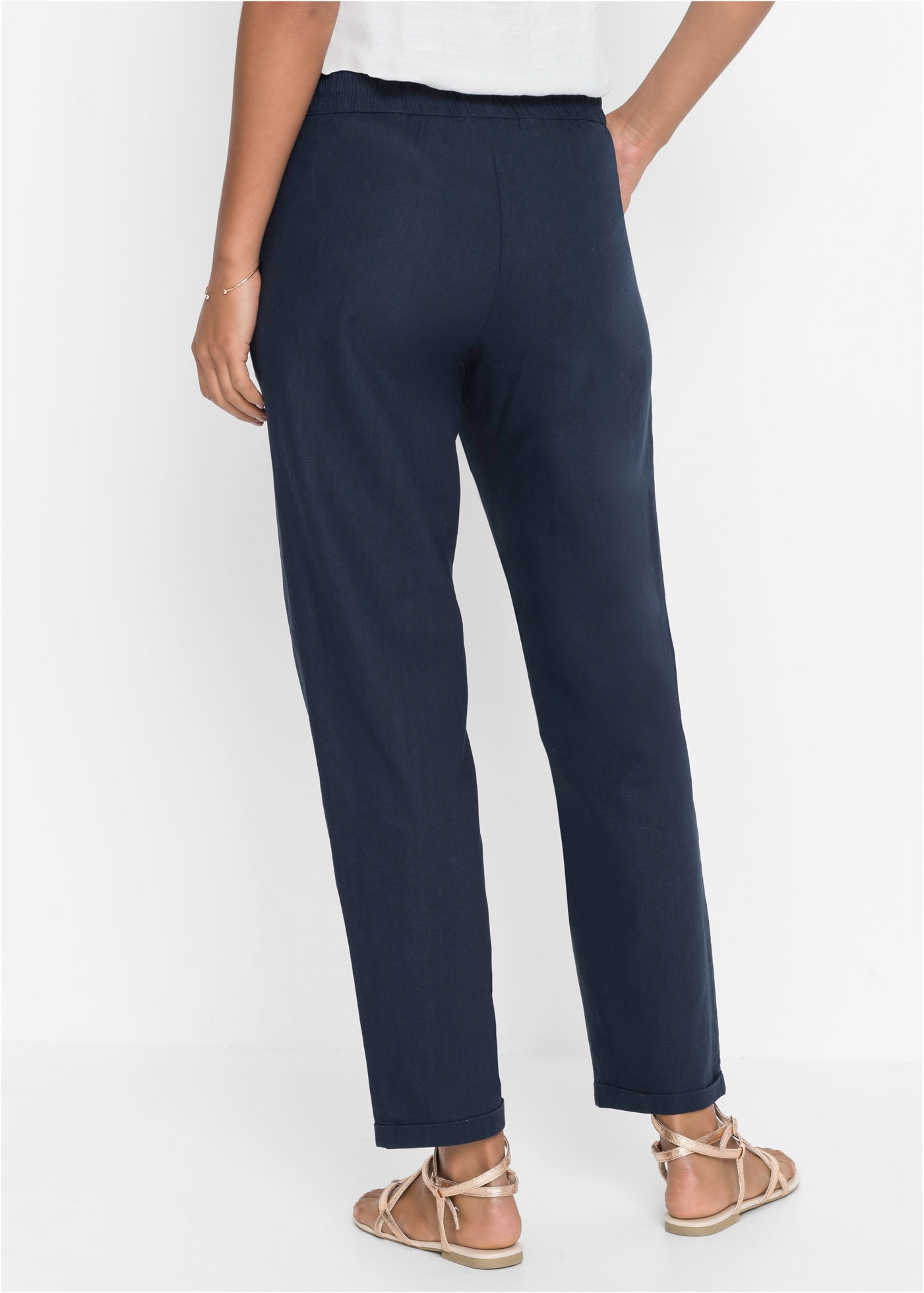 bonprix Pantalon en lin  aus Leinen und Lyocell, mit Elastik-Bündchen, Regular Fit
