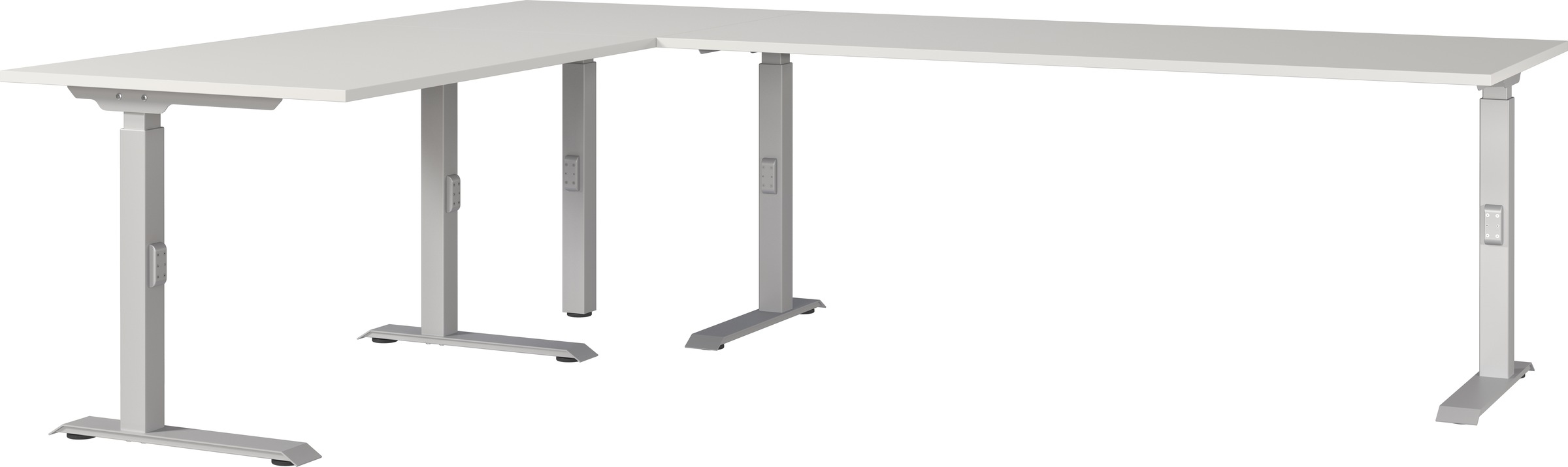 Image of GERMANIA Eckschreibtisch "Agenda, mechanisch höhenverstellbar" Höhe: 68-91cm, Metallfüsse, mechanisch höheneinstellbar,Made in Germany