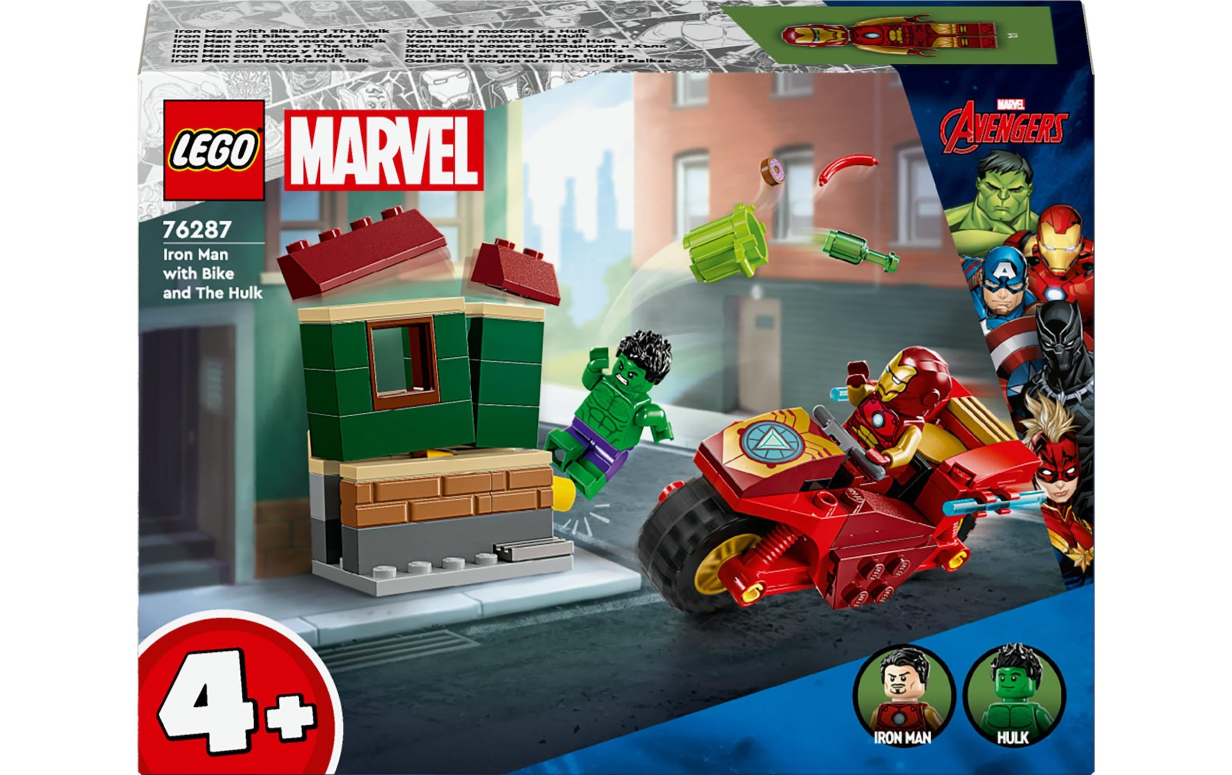 Konstruktionsspielsteine »Marvel Iron Man mit Bike und der Hulk 76287«, (68 St.)