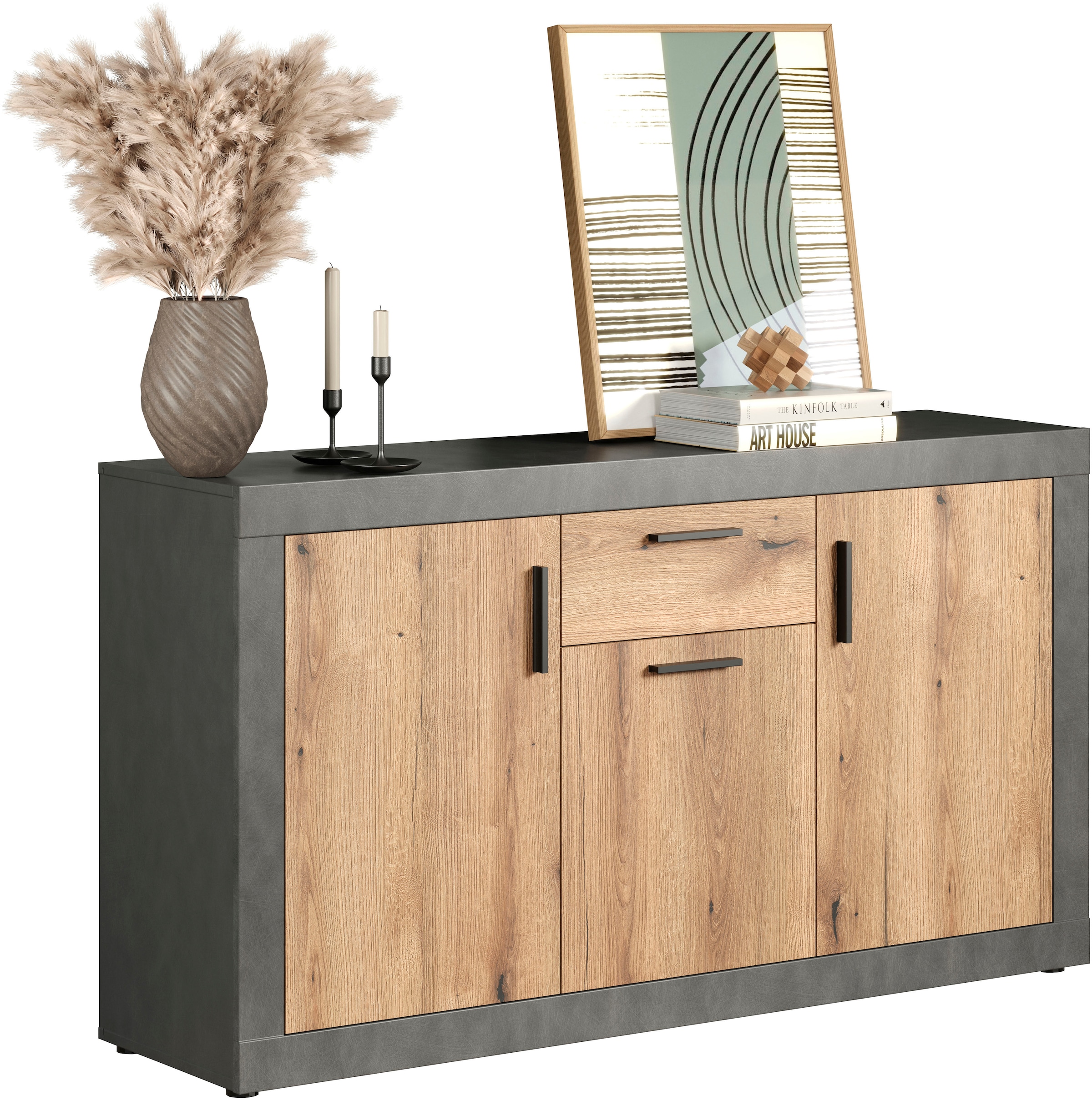 Home affaire Sideboard »Bergen« Packung, 1 Stk. tlg. Sideboard mit 3 Türen & 1 Schublade - (B/T/H) 149/40/83 cm
