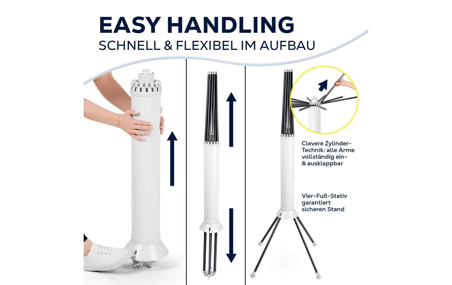 EASYmaxx Séchoir à linge »8 m Leine, 20 kg Wäsche« Wäscheständer mit ausziehbaren Armen