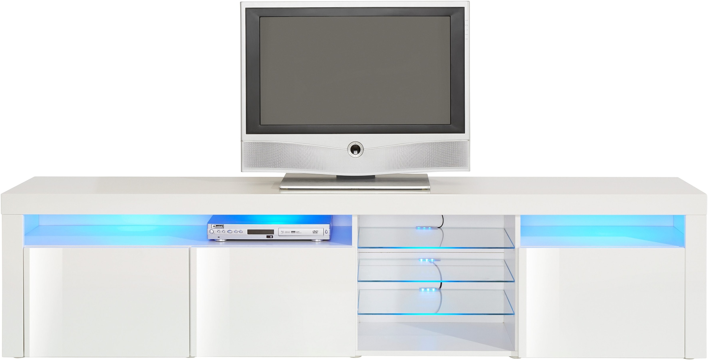 Image of borchardt Möbel Lowboard "Santa Fé, TV-Schrank 200 cm breit" Mit Push-to-open-Funktion, 3 Türen, 3 Glasböden und 6 offenen Fächern