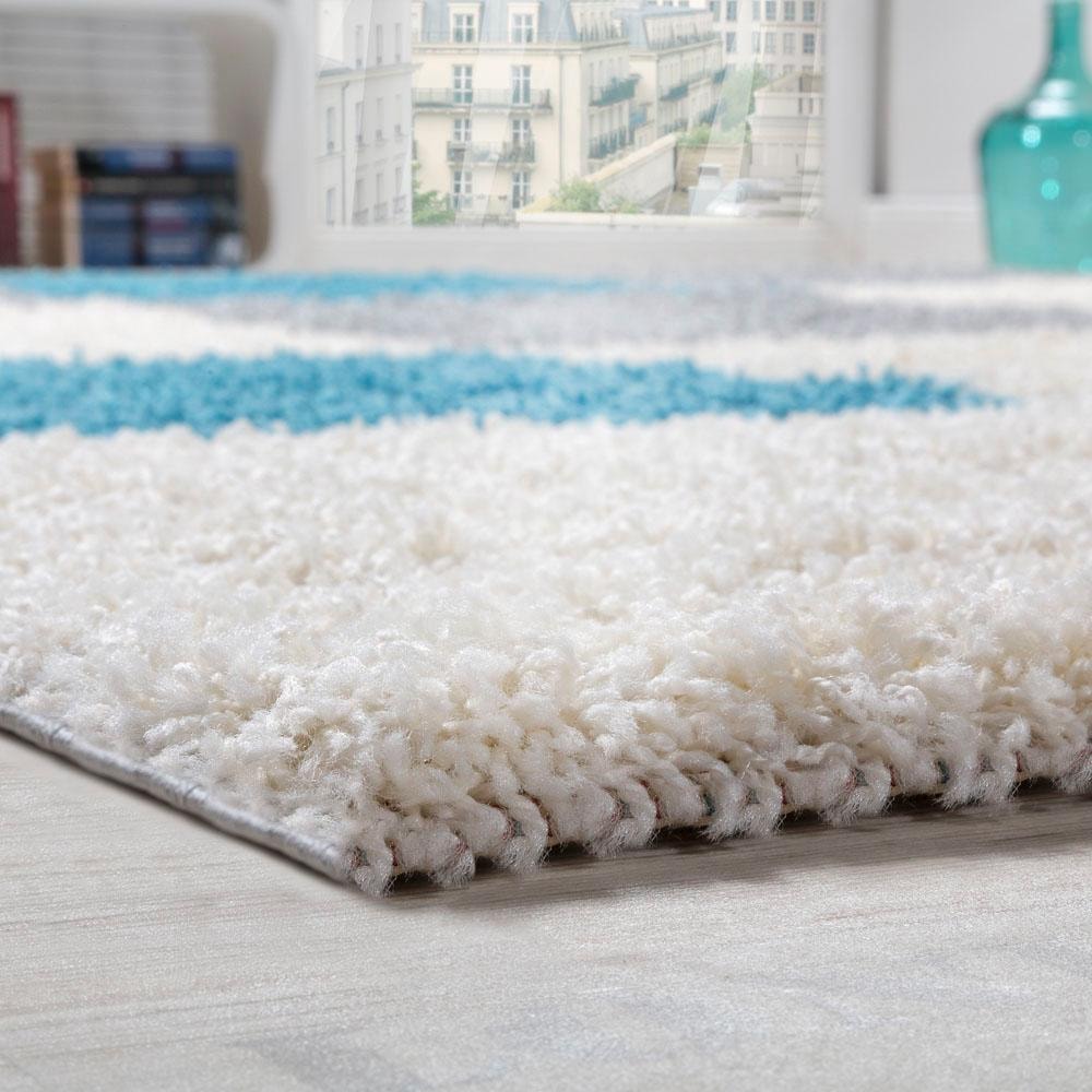 Paco Home Hochflor-Teppich »Mango 316« rechteckig 34 mm Höhe weicher Shaggy, modernes kariertes Design