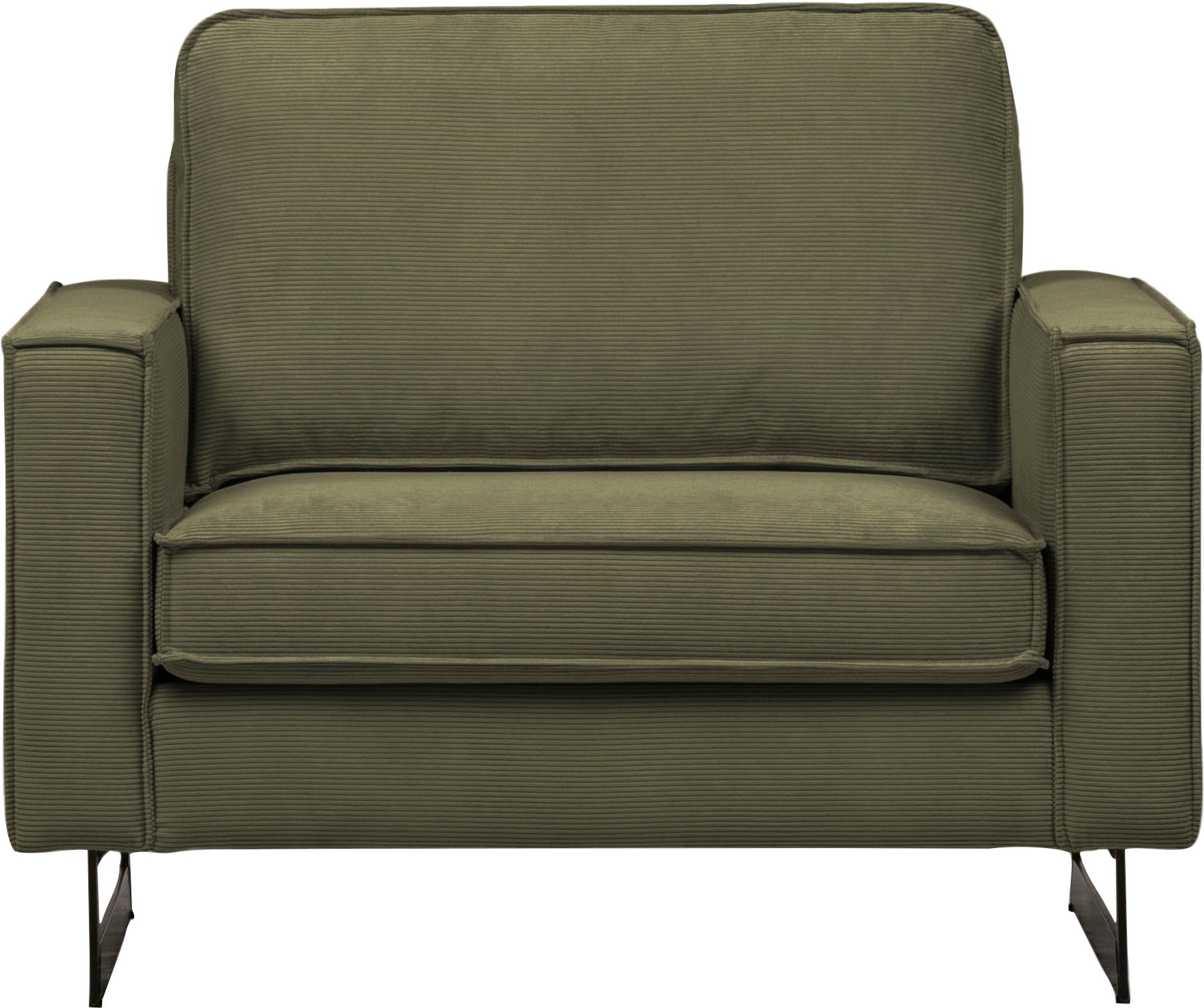 Places of Style Loveseat »Pinto 105 cm, Cord, Chenille, Lederoptik«, mit Keder, Metallfüssen und auch in Cord Bezug erhältlich