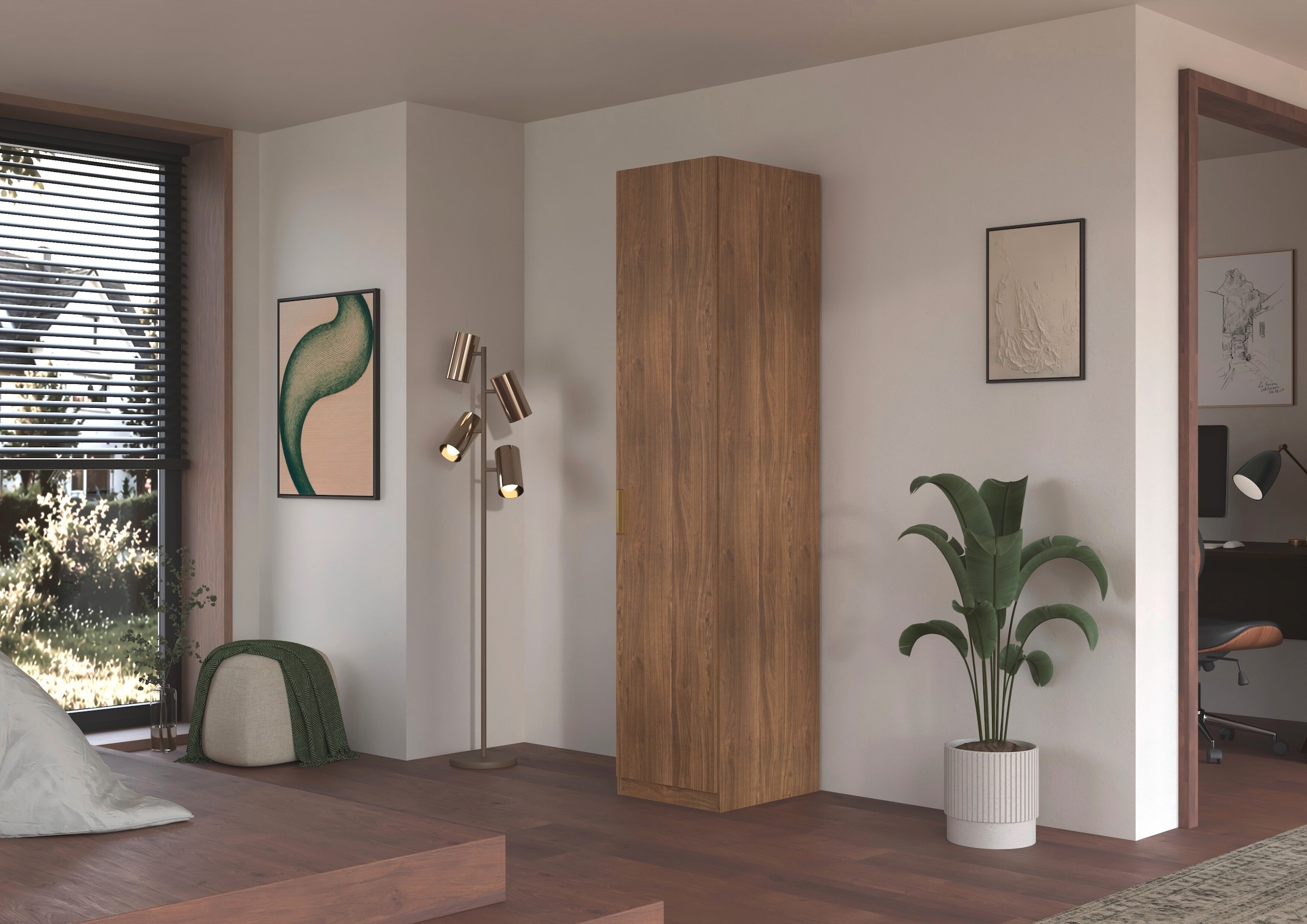 GOODproduct Kaminumbauschrank »Schrank Möbel Schlafzimmer Garderobe Kinderzimmer WELTNEUHEIT ZELLARA« PATENTIERTES SCHNELLMONTAGESYSTEM Griff Goldfarben MADE IN GERMANY