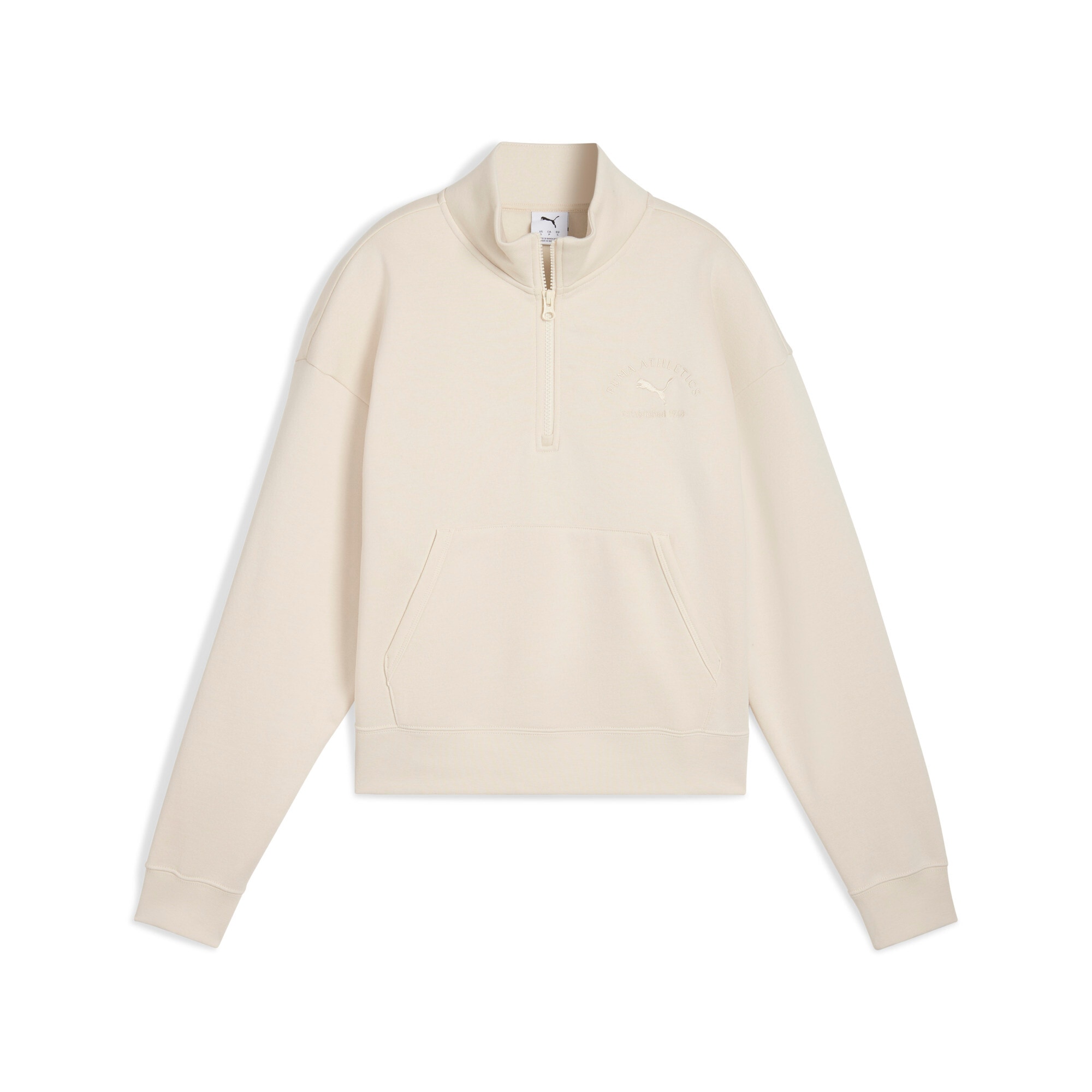 Image of PUMA Langarmshirt "CLASS COMFORT HALF-ZIP SHORT CREW FL" mit Stehkragen, mit Reissverschluss, mit Kängurutasche