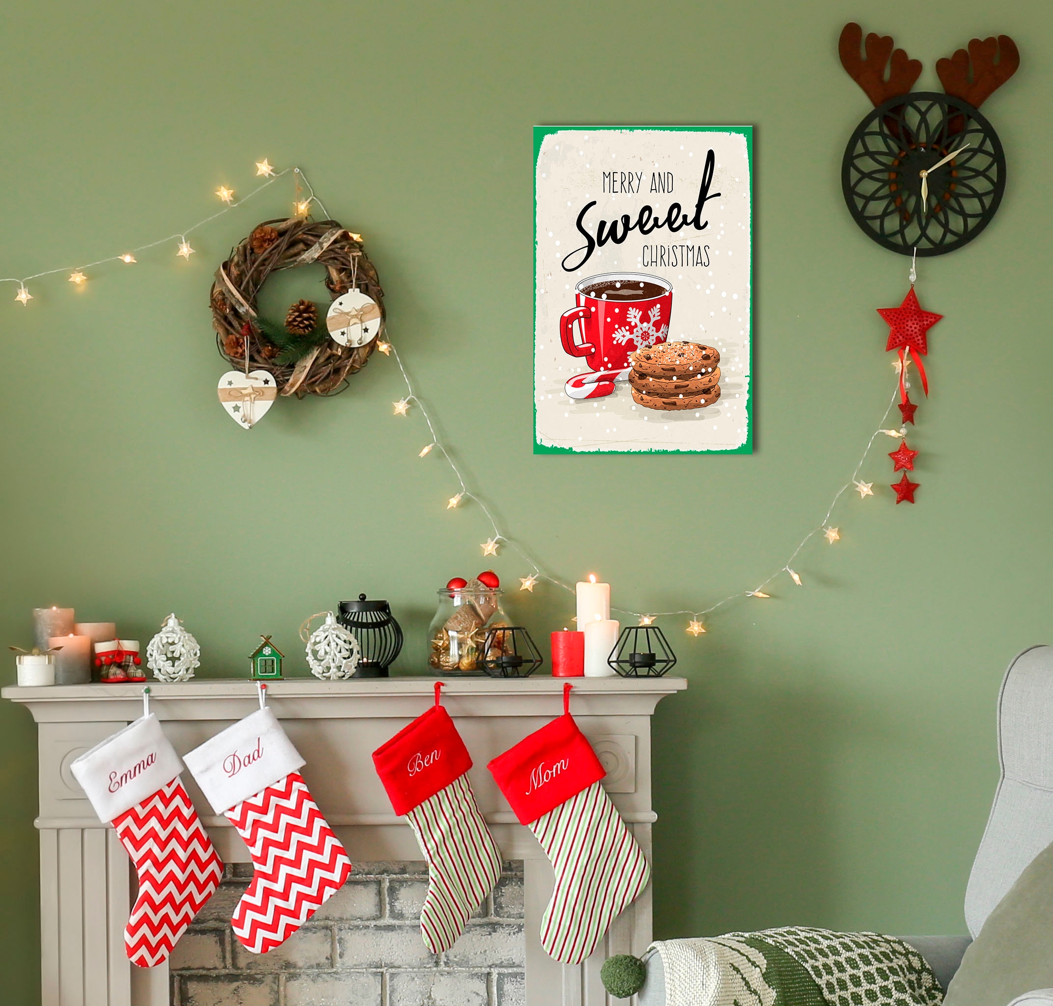 Image of queence Metallbild "Sweet Christmas" Essen Schriftzug Schriftzüge Weihnachten 1 Stk. tlg. Stahlschilder