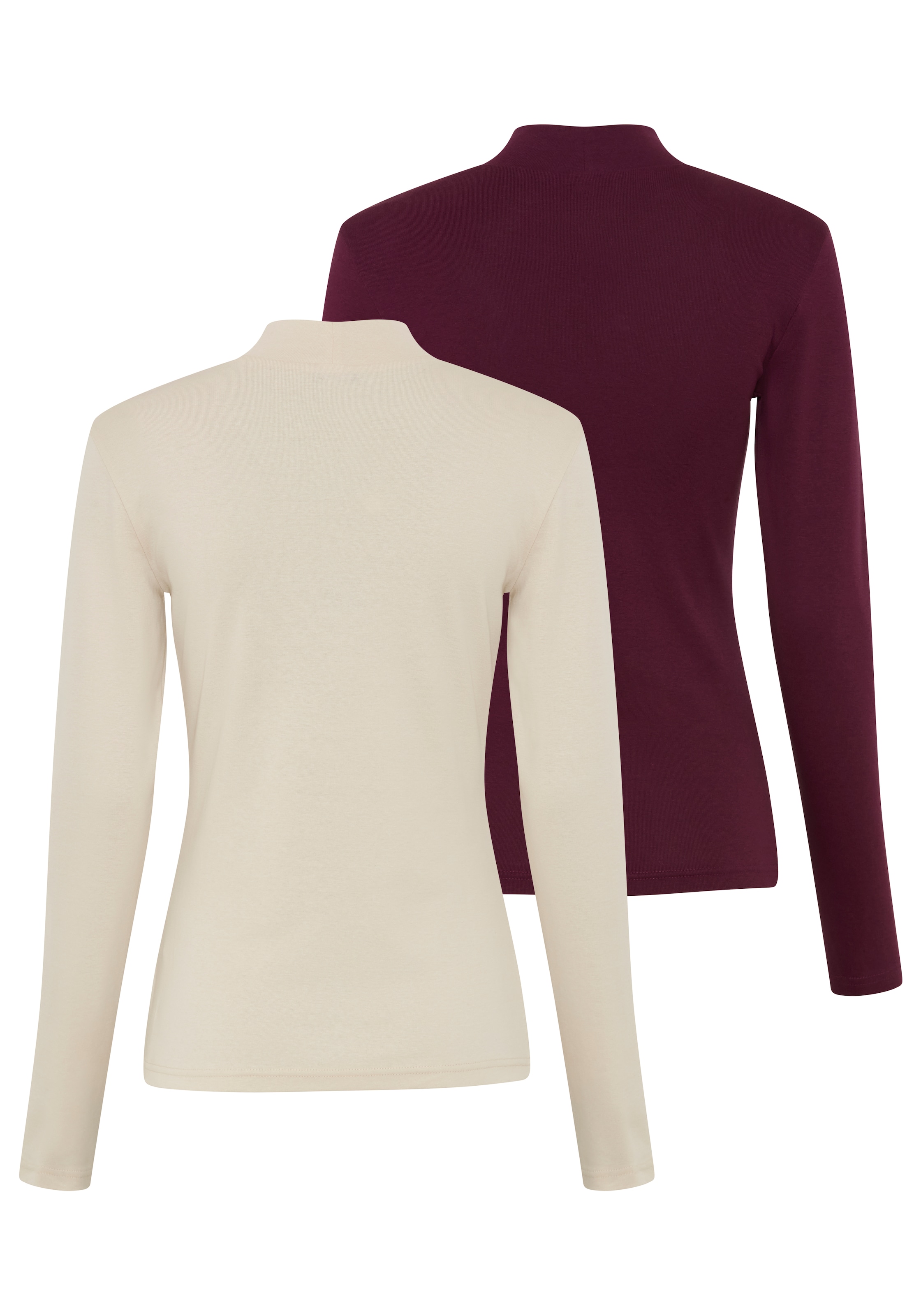 Bruno Banani T-shirt à col roulé Paquet, pack de 2,  avec col montant, longueur couvrant les hanches, en tissu côtelé, style basique