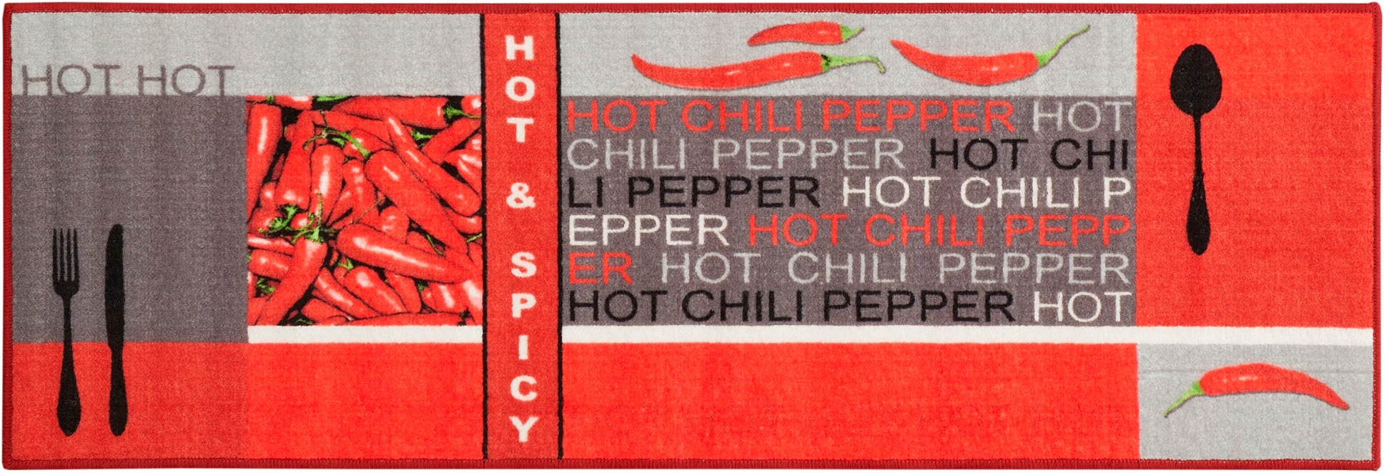 Andiamo Küchenläufer »Hot Pepper«, rechteckig, 5 mm Höhe, Motiv Peperoni/Chili, Küche, waschbar